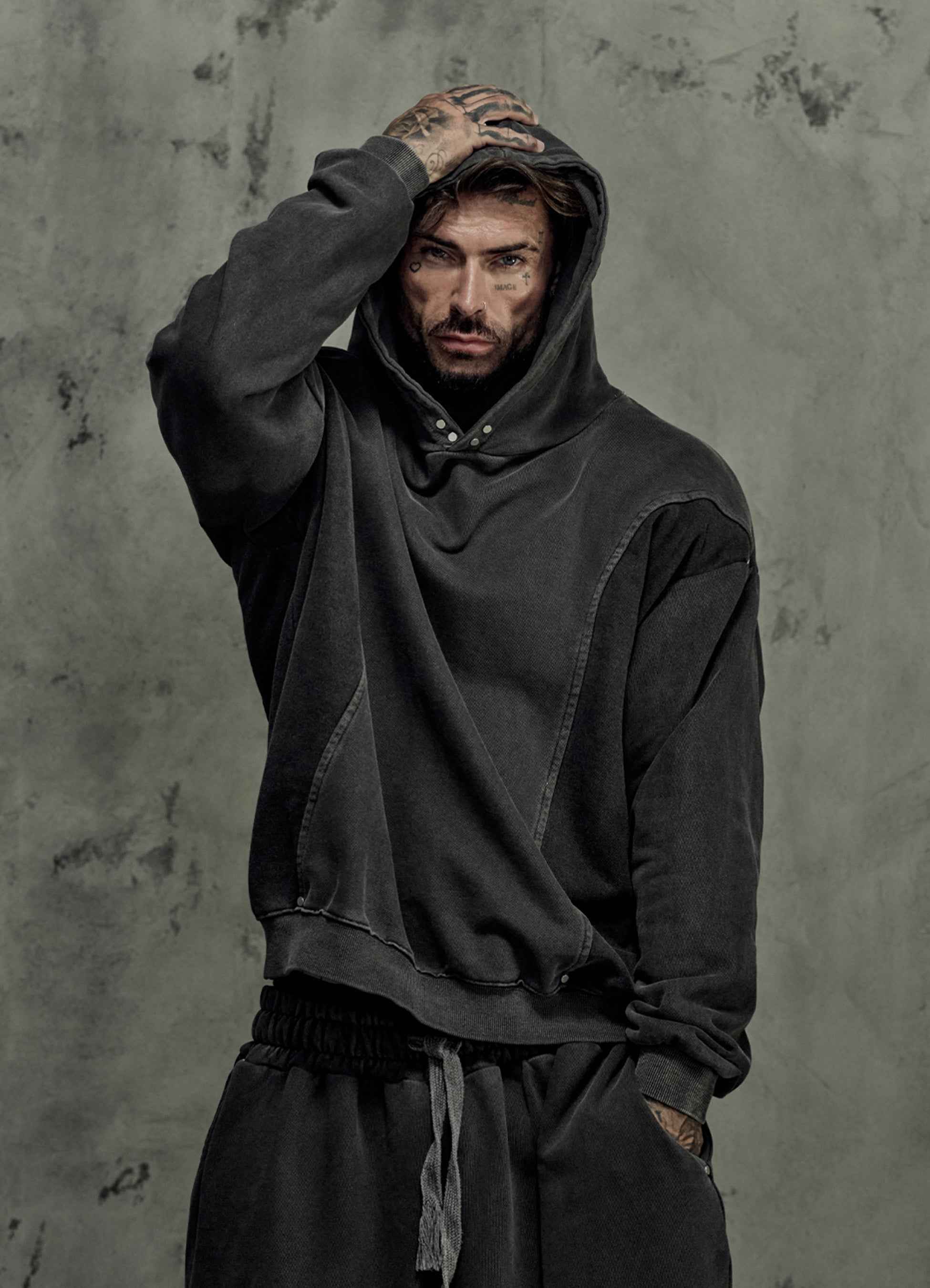 FRAGMENT EYELET HOODIE - ASH GRAY - Fied World
