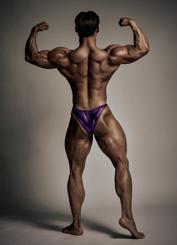 V Cut Foildot Bodybuilding Trunks_Purple