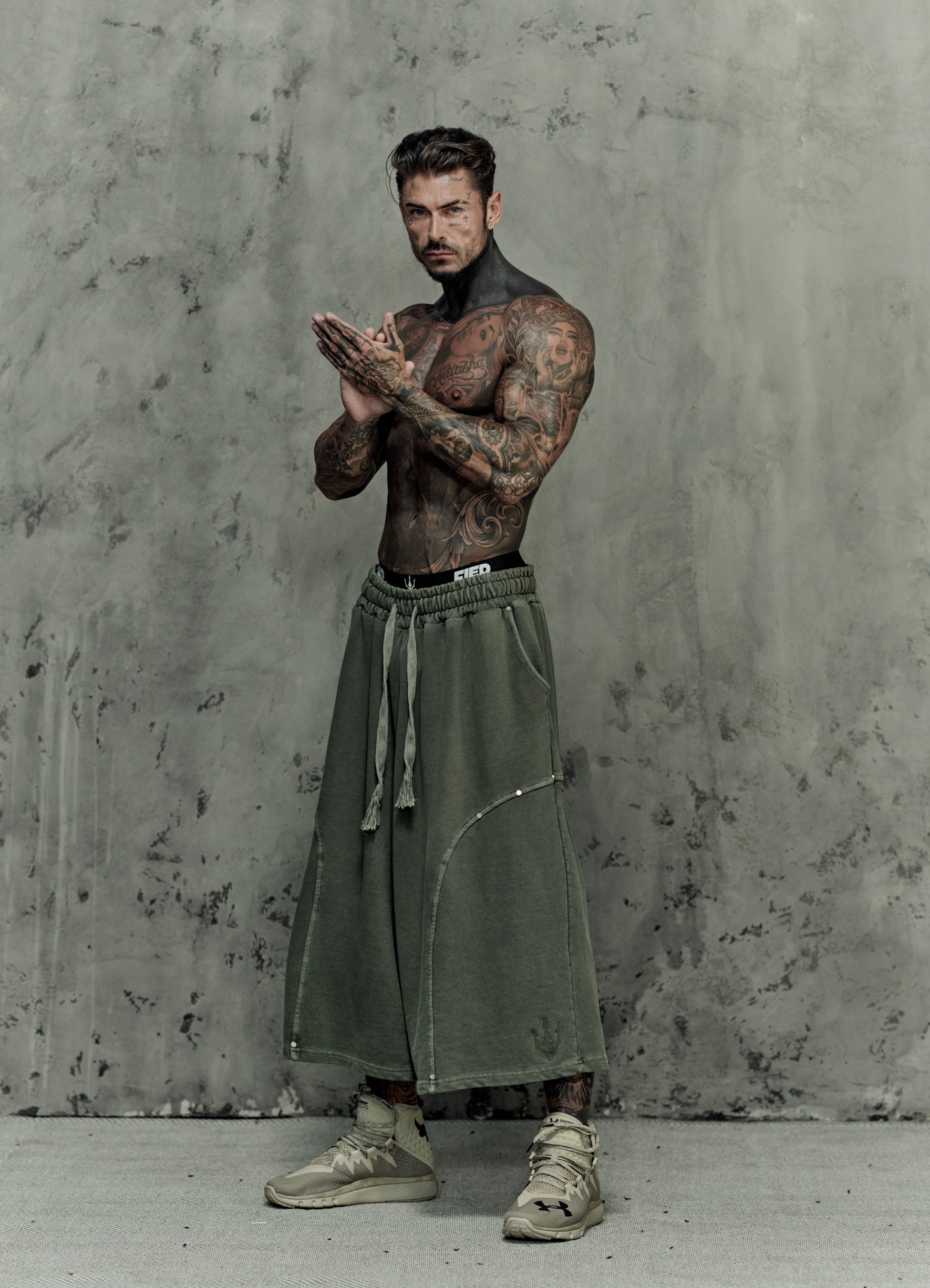 FRAGMENT EYELET SHORTS - MATCHA