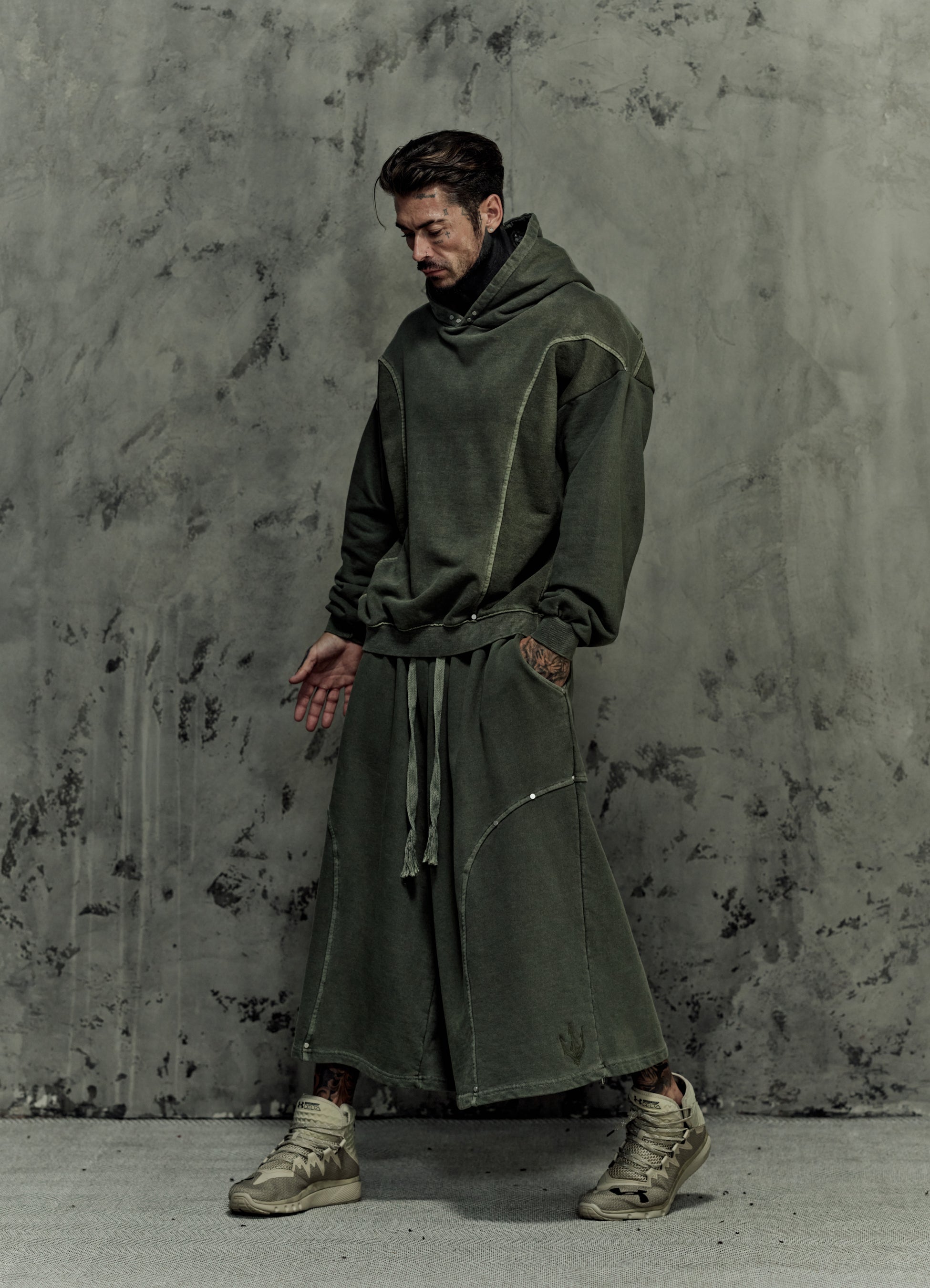 FRAGMENT EYELET HOODIE - MATCHA