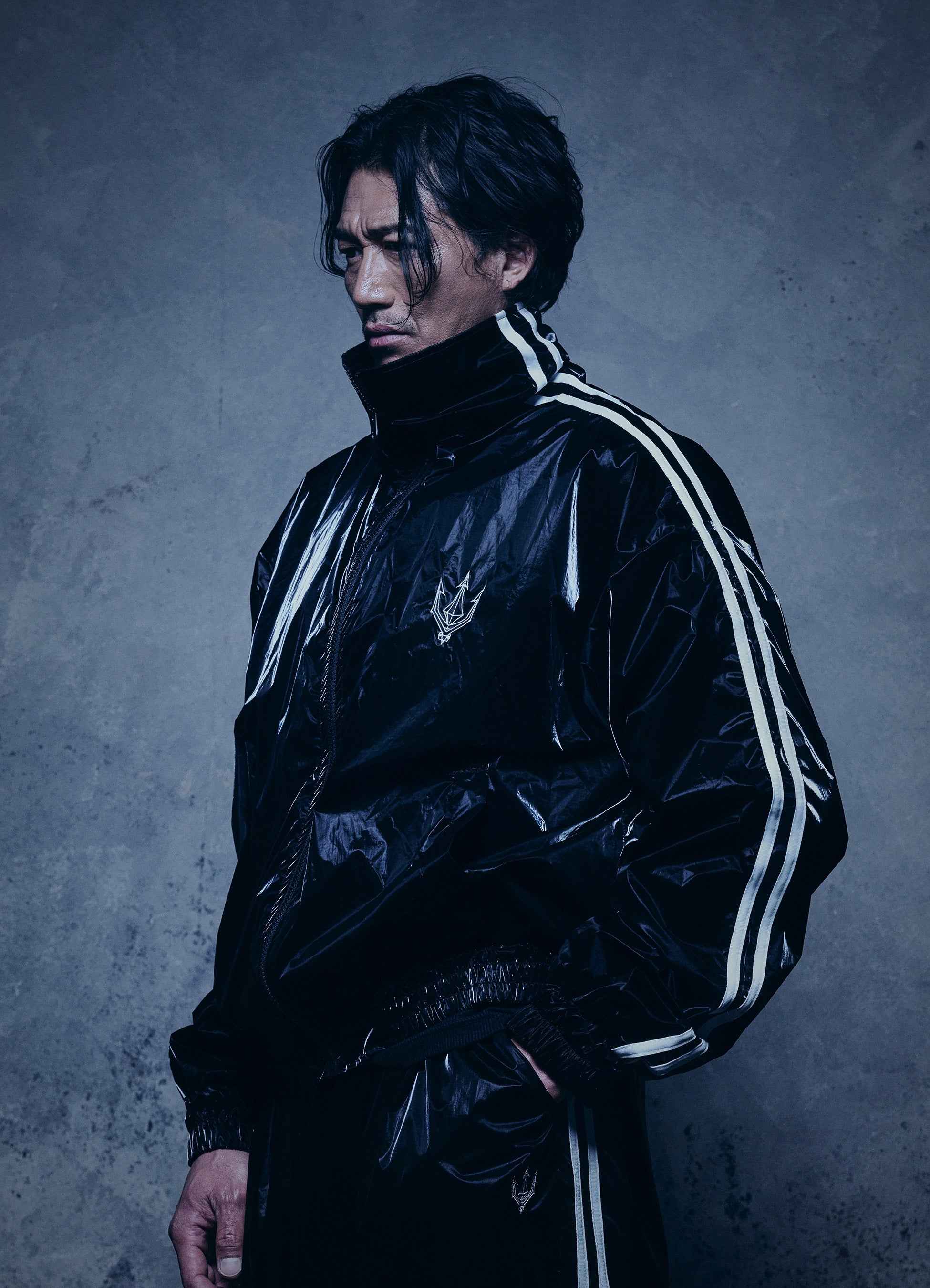 Unisex Jet Black Glaze Satin Shell Windbreaker Jacket - Streetwear