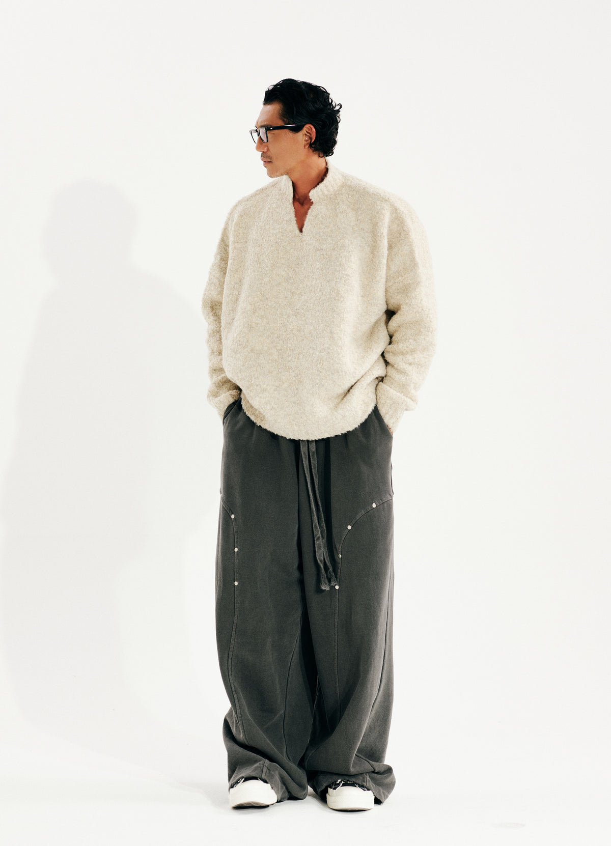 FRAGMENT EYELET PANTS - ASH GRAY