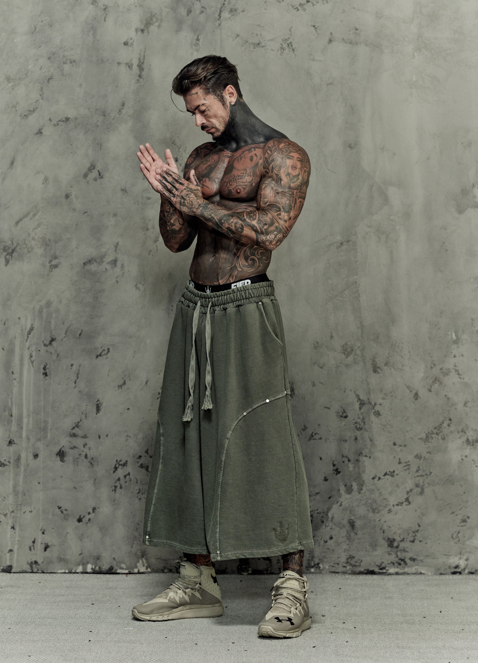 FRAGMENT EYELET SHORTS - MATCHA
