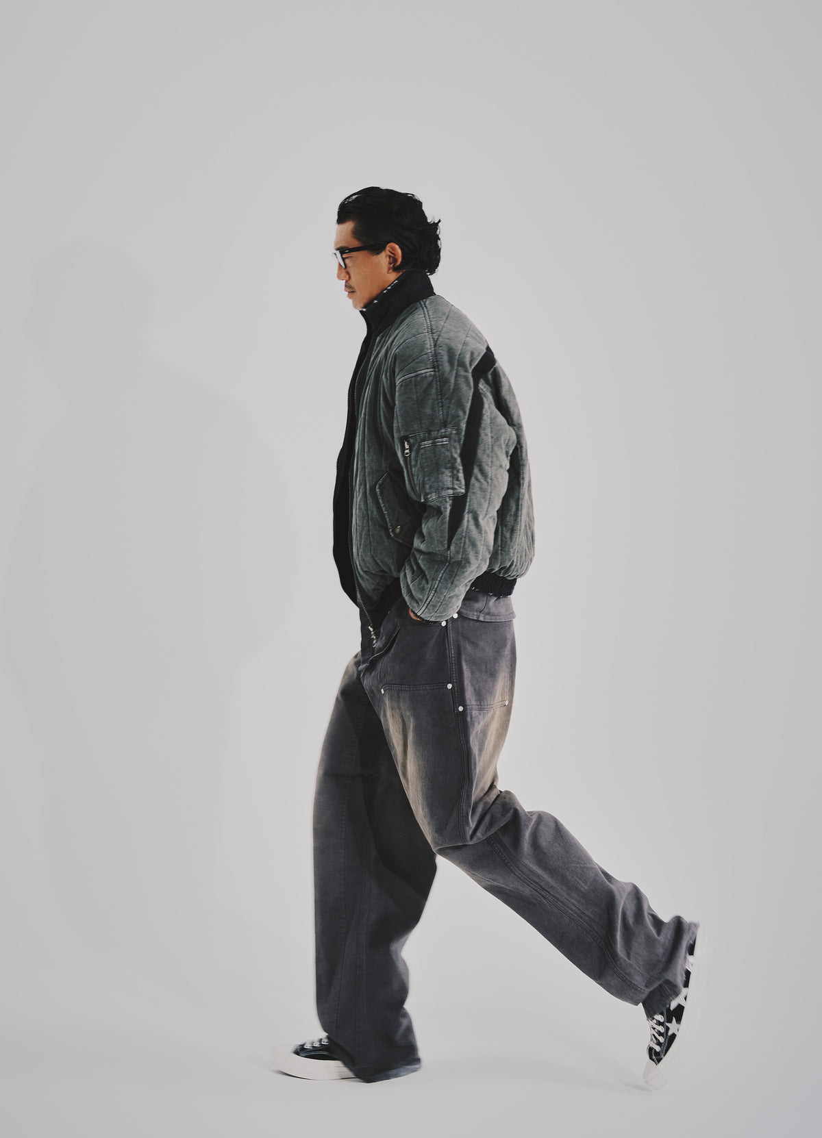 Vint Gray Qulited Jumper