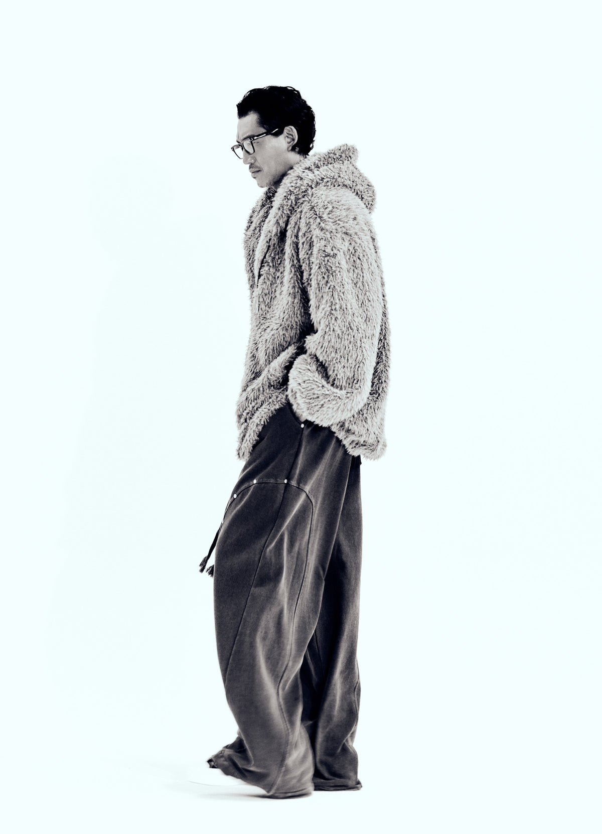 Haze Loose Fit Faux Fur Zip-Up Hoodie_Light Gray