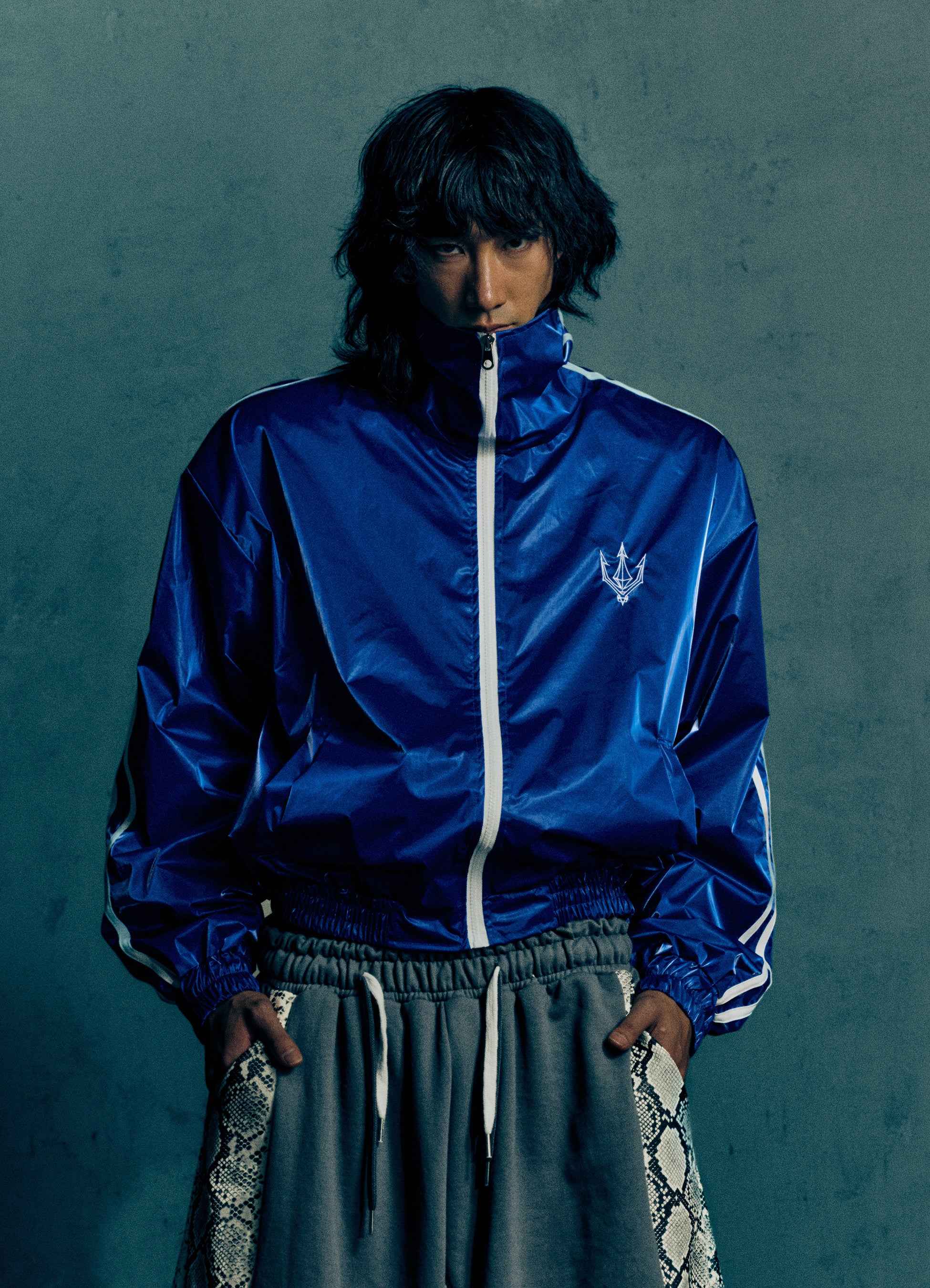 Ultra Marine Glaze Satin Shell Windbreaker Jacket