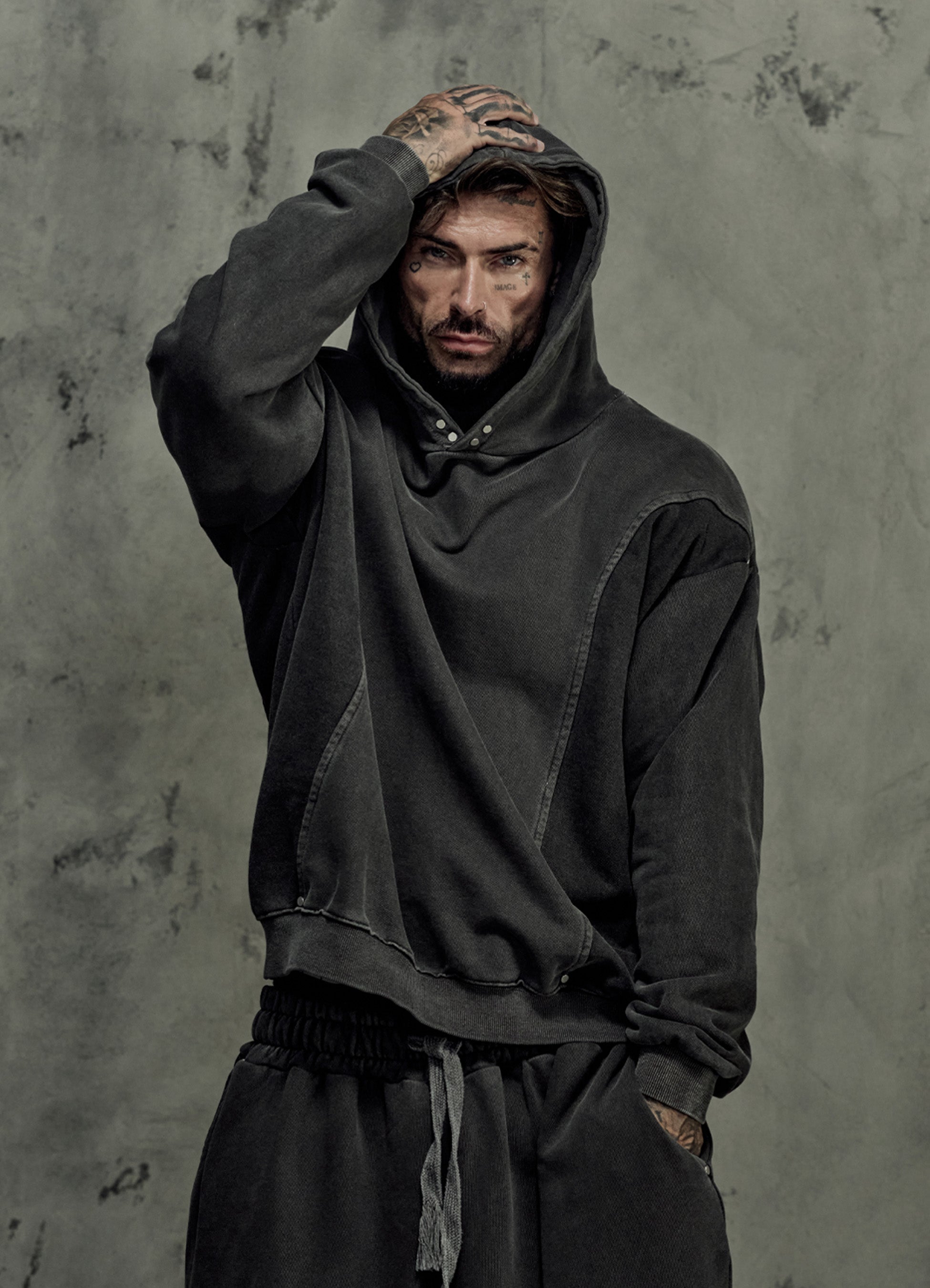 FRAGMENT EYELET HOODIE - ASH GRAY