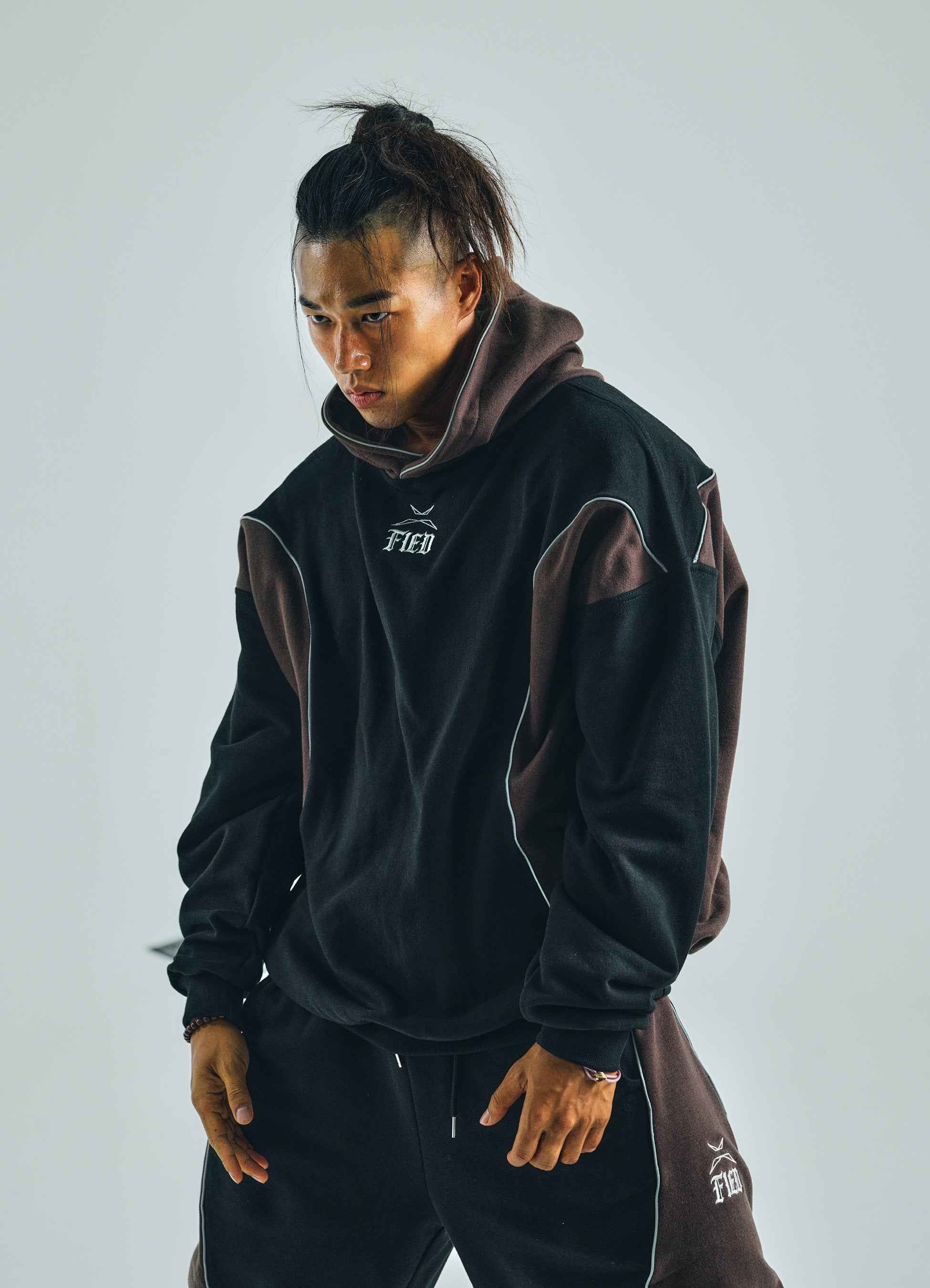 Black brown two-tone comfy hoodie