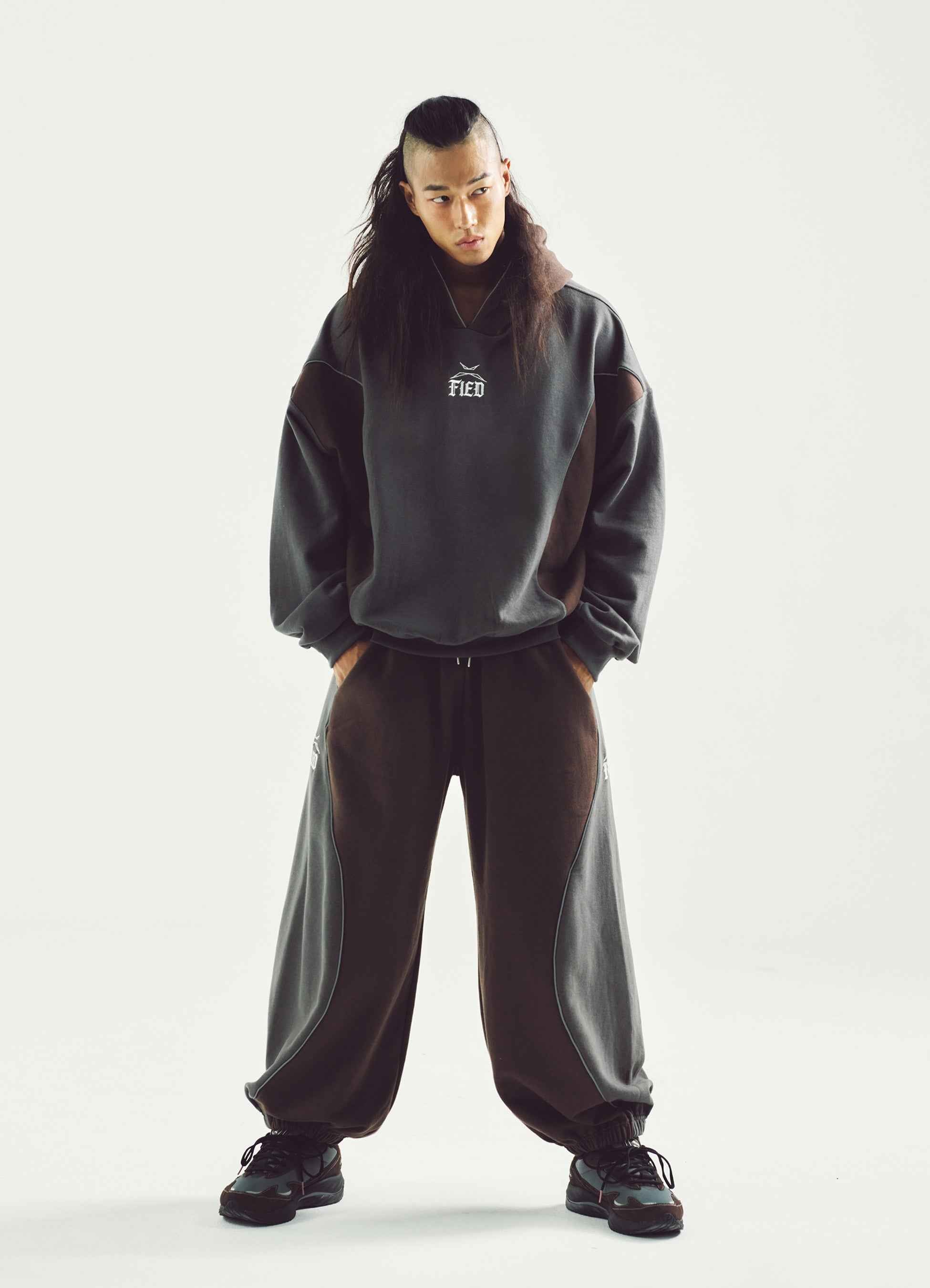 Gray-brown two-tone comfy sweatpants