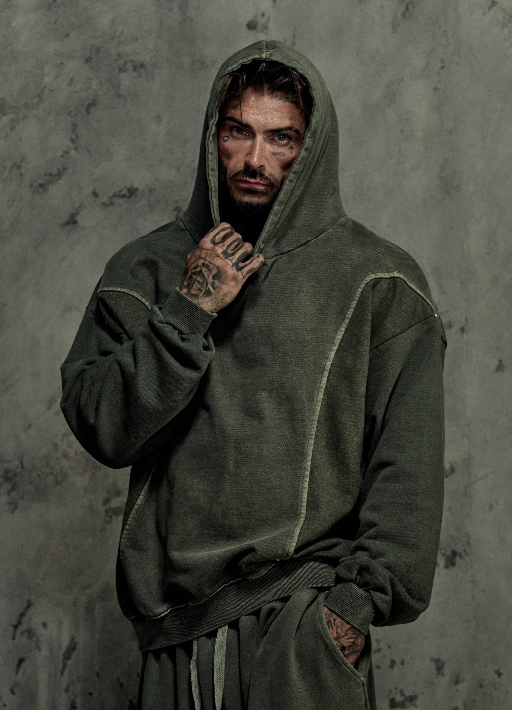 FRAGMENT EYELET HOODIE - MATCHA