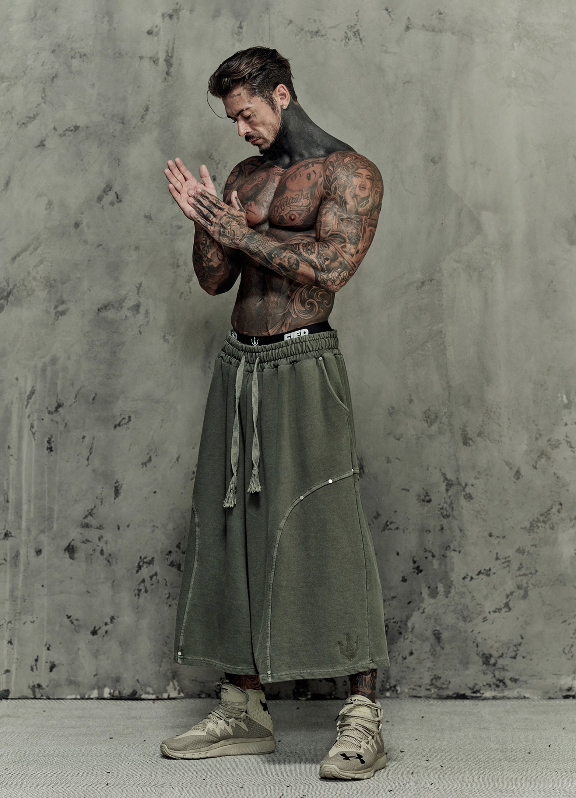 FRAGMENT EYELET SHORTS - MATCHA