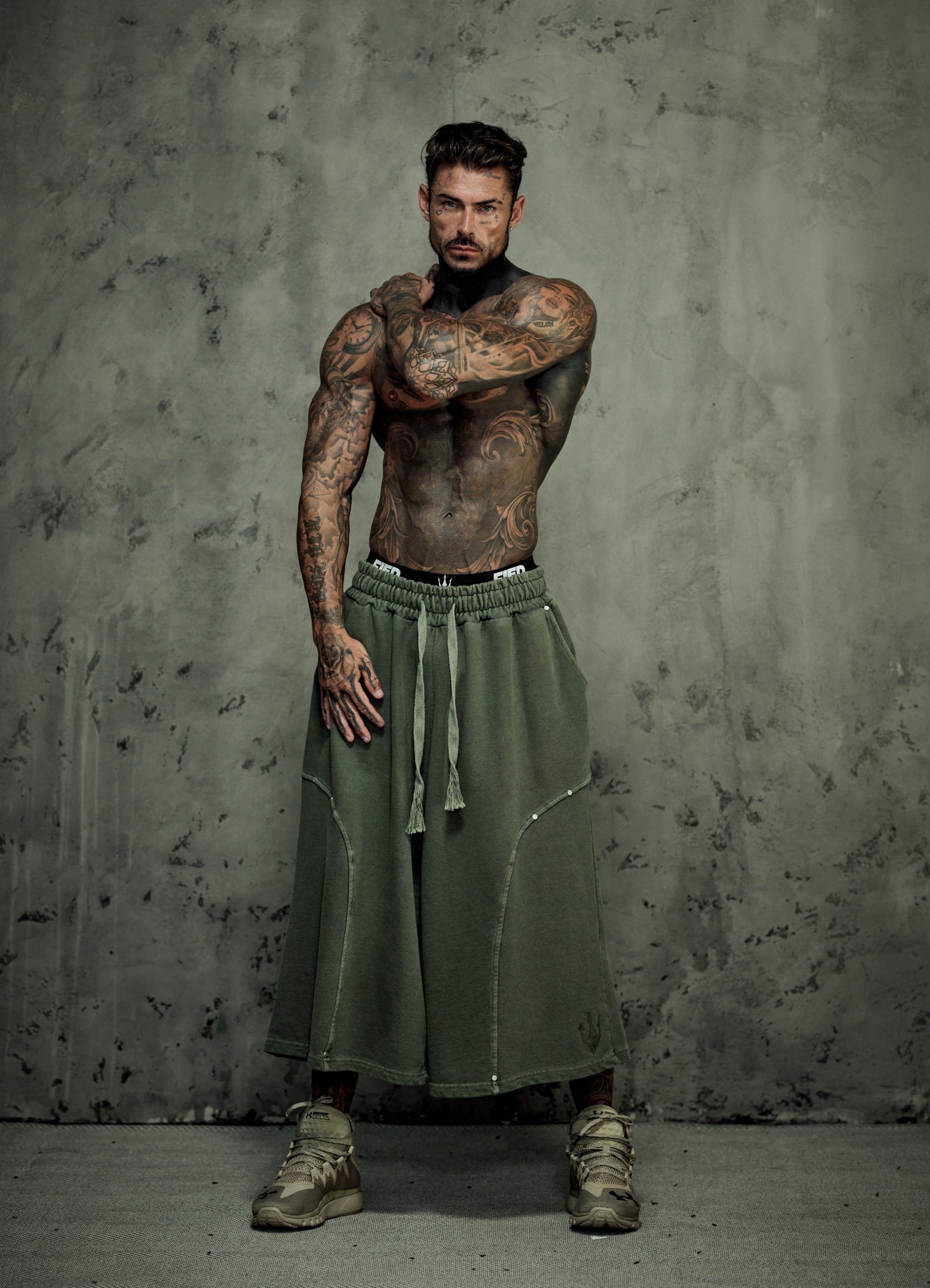 FRAGMENT EYELET SHORTS - MATCHA