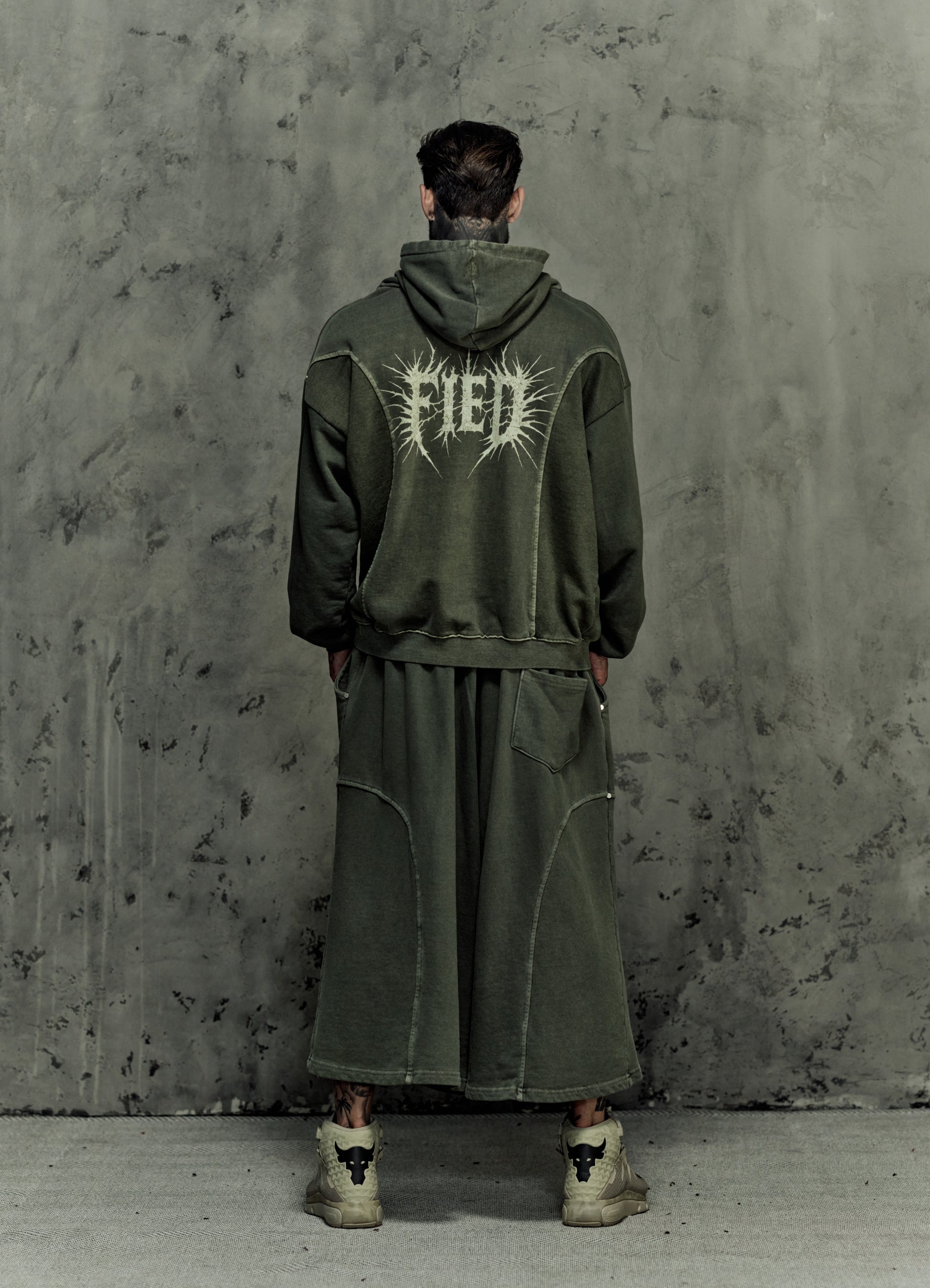 FRAGMENT EYELET HOODIE - MATCHA
