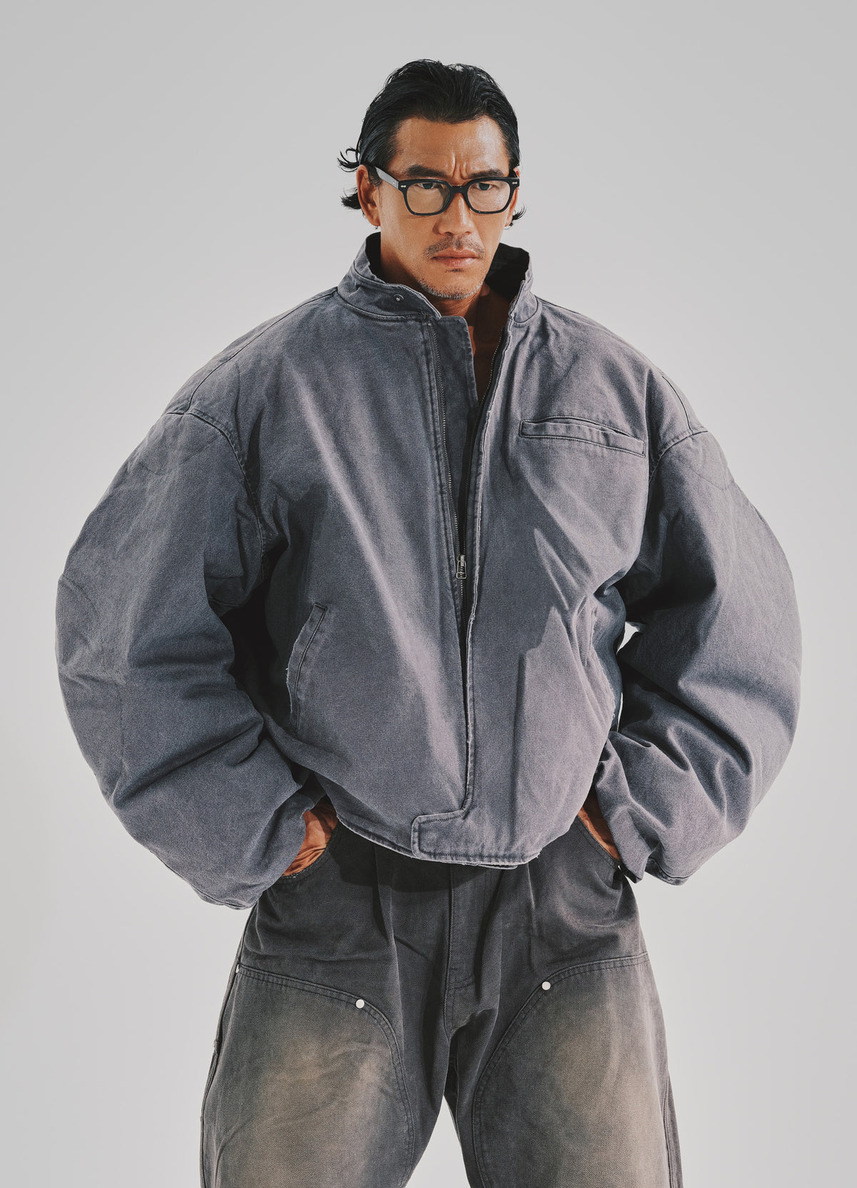 Moto Curve Washing Jacket Gray