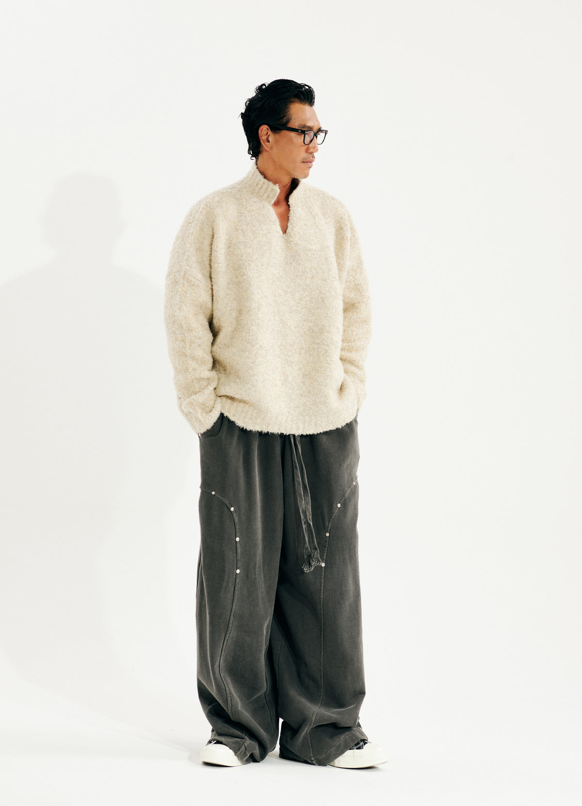FRAGMENT EYELET PANTS - ASH GRAY