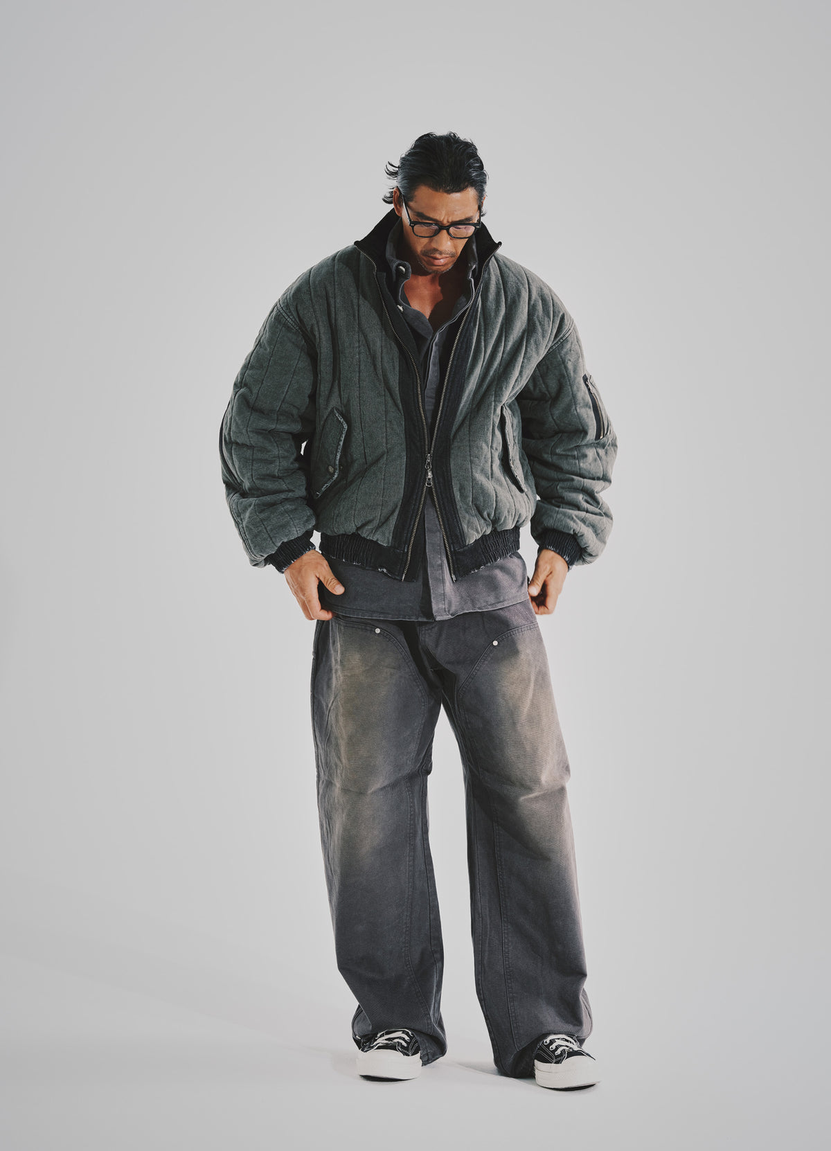Vint Gray Qulited Jumper