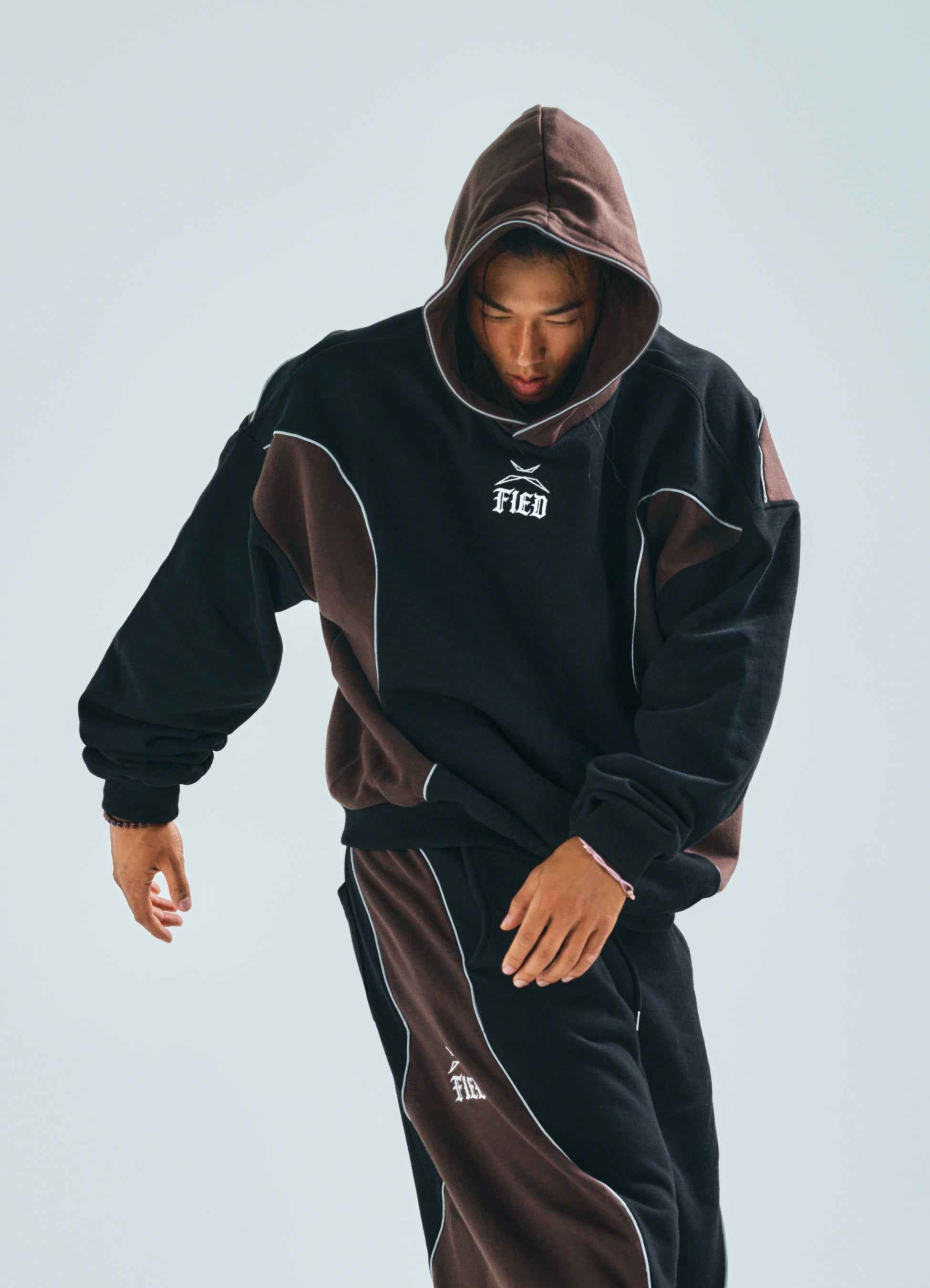 Black brown two-tone comfy hoodie