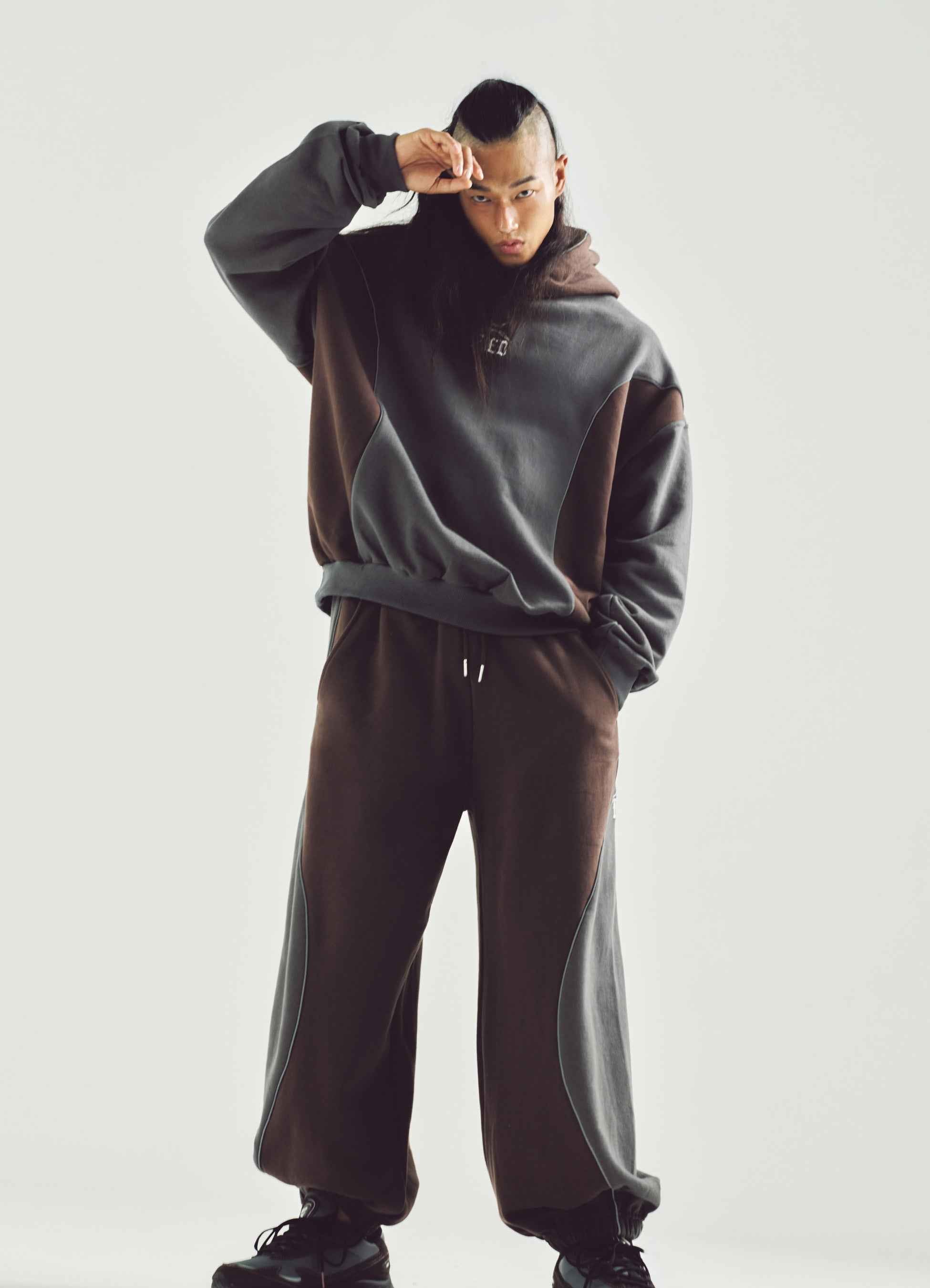 Gray-brown two-tone comfy sweatpants