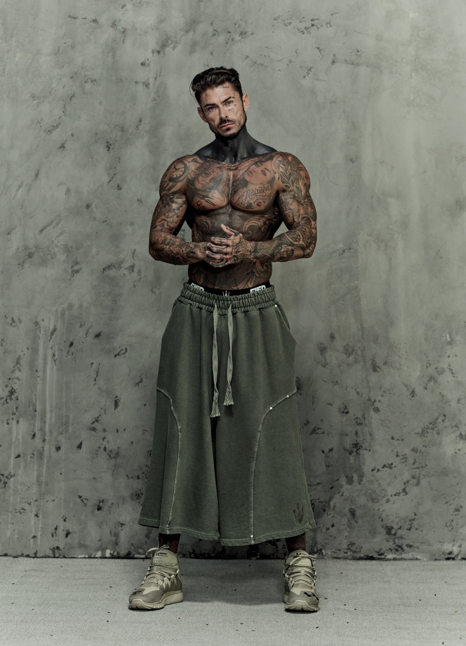 FRAGMENT EYELET SHORTS - MATCHA