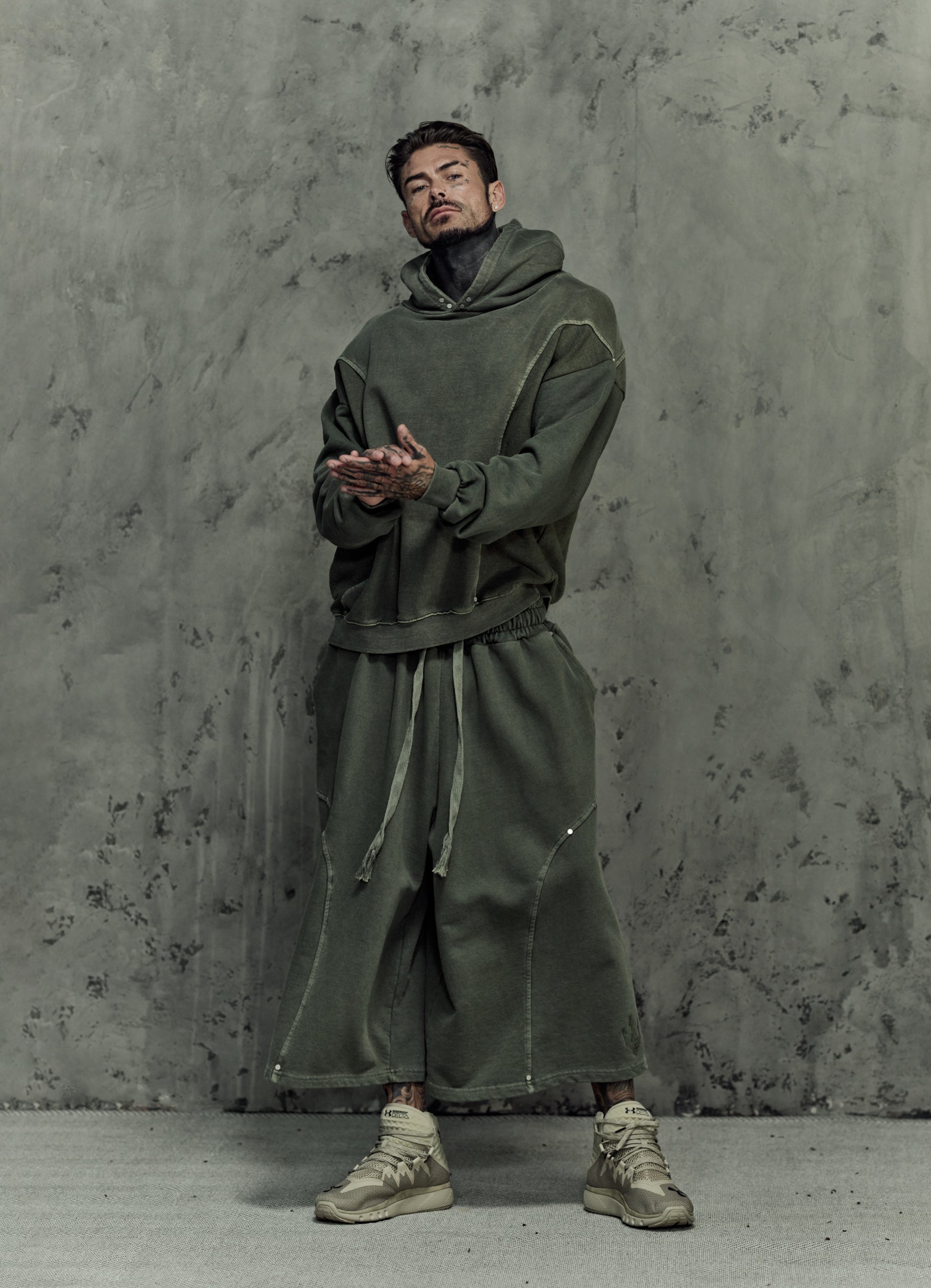 FRAGMENT EYELET HOODIE - MATCHA