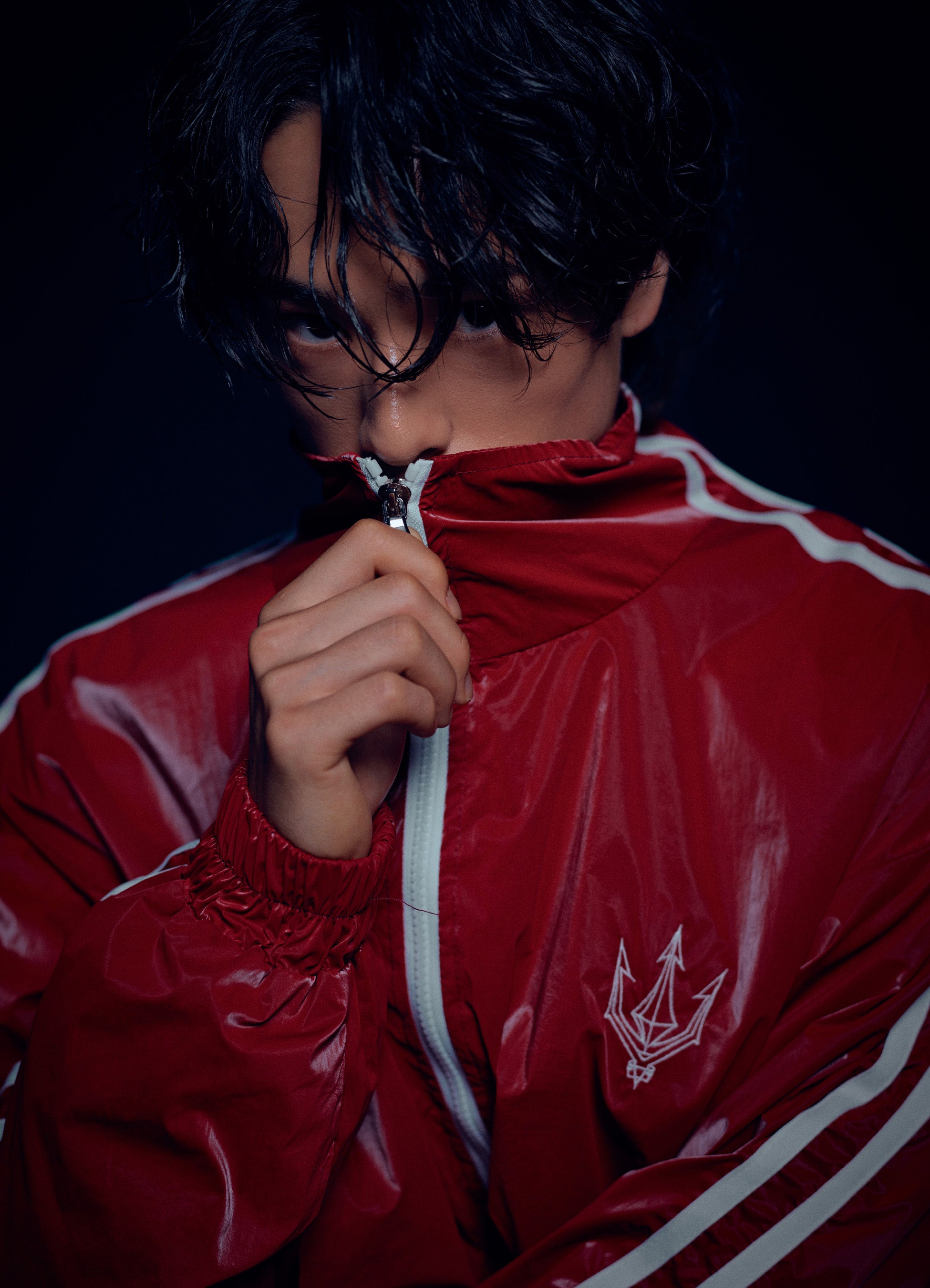 Unisex Red Glaze Satin Shell Windbreaker Jacket - Streetwear
