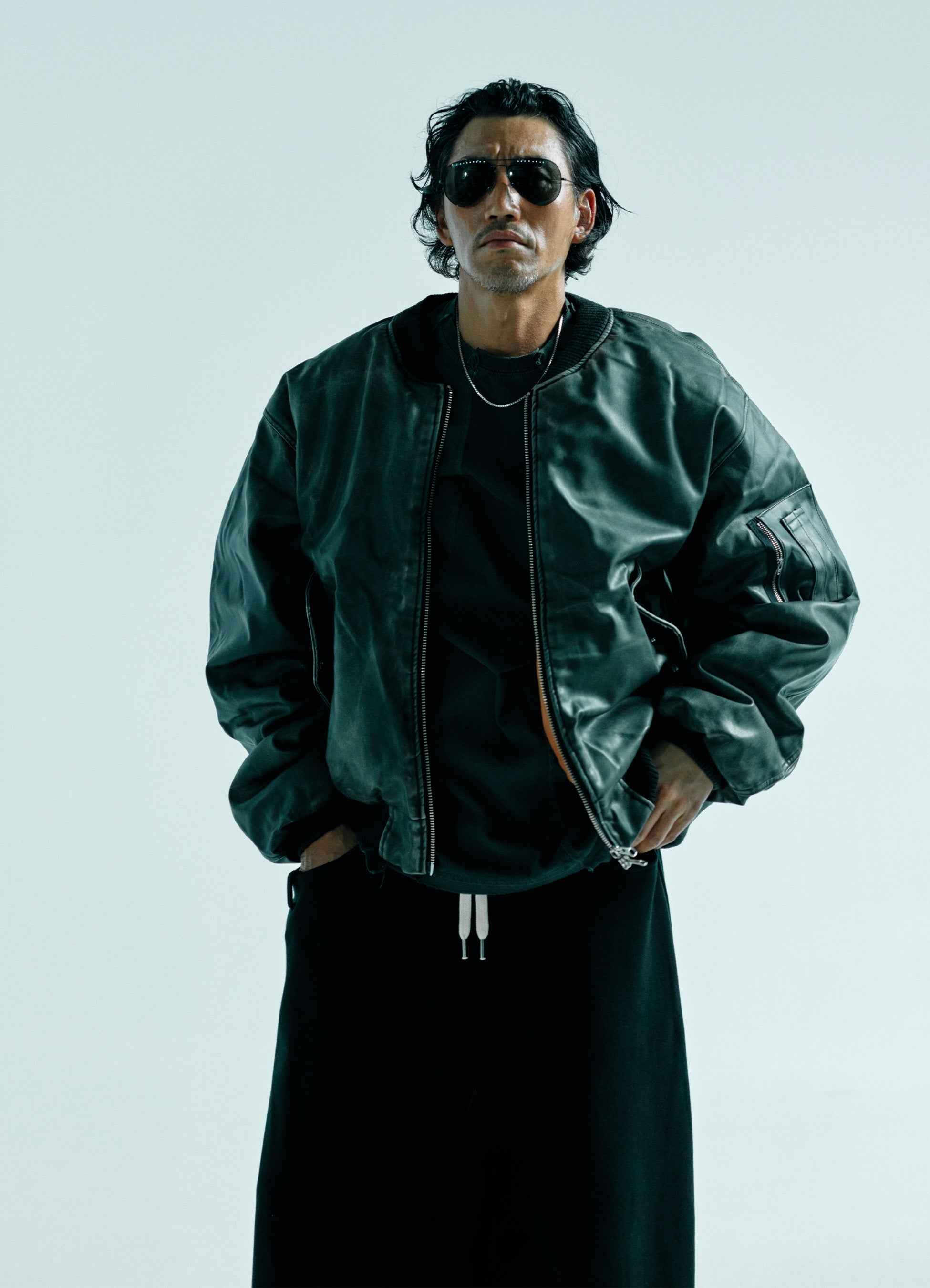 Brown washed leather aviation padding