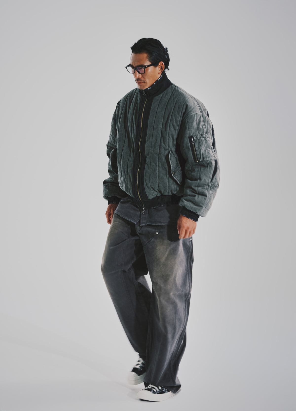 Vint Gray Qulited Jumper
