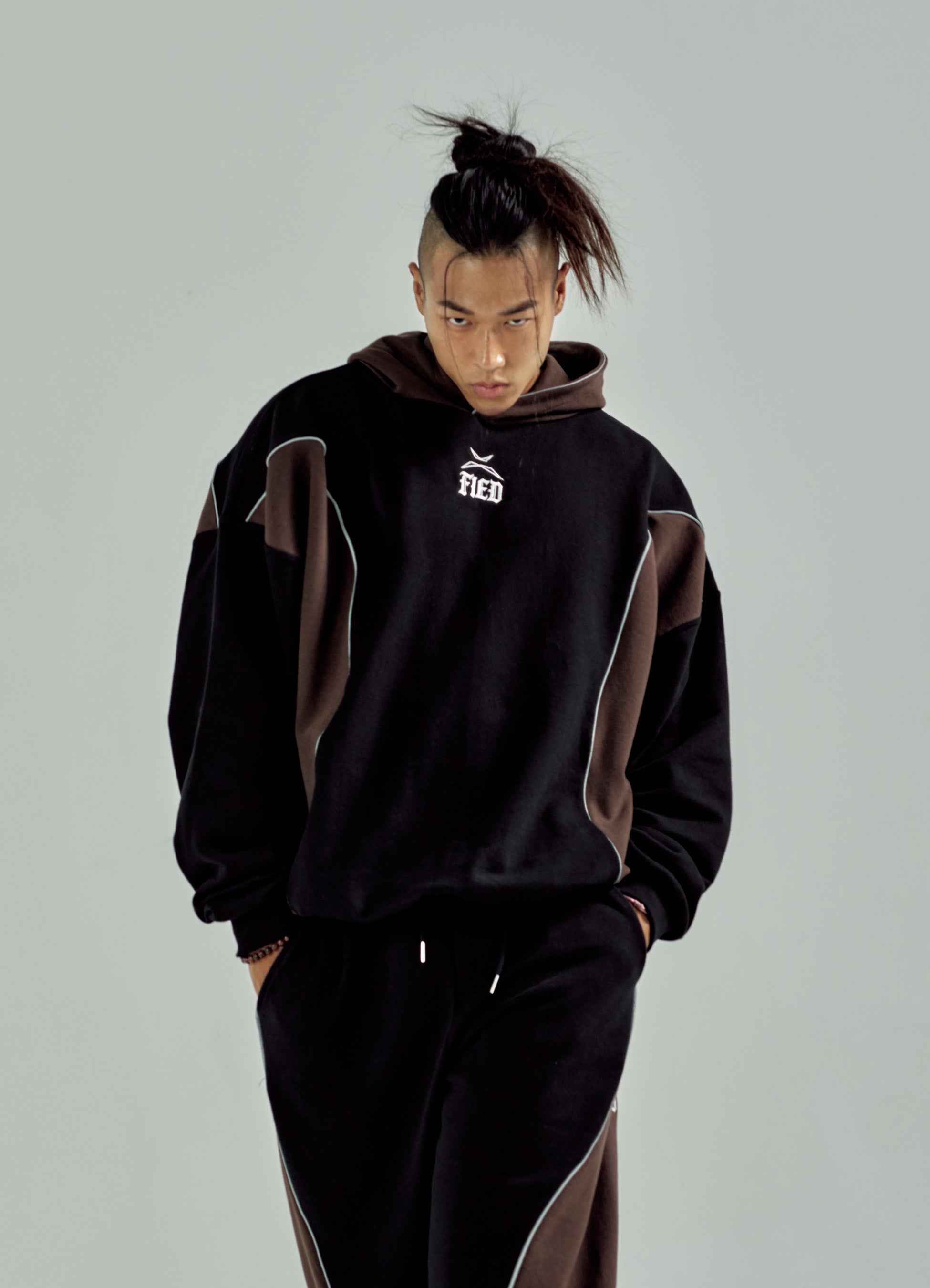Black brown two-tone comfy hoodie