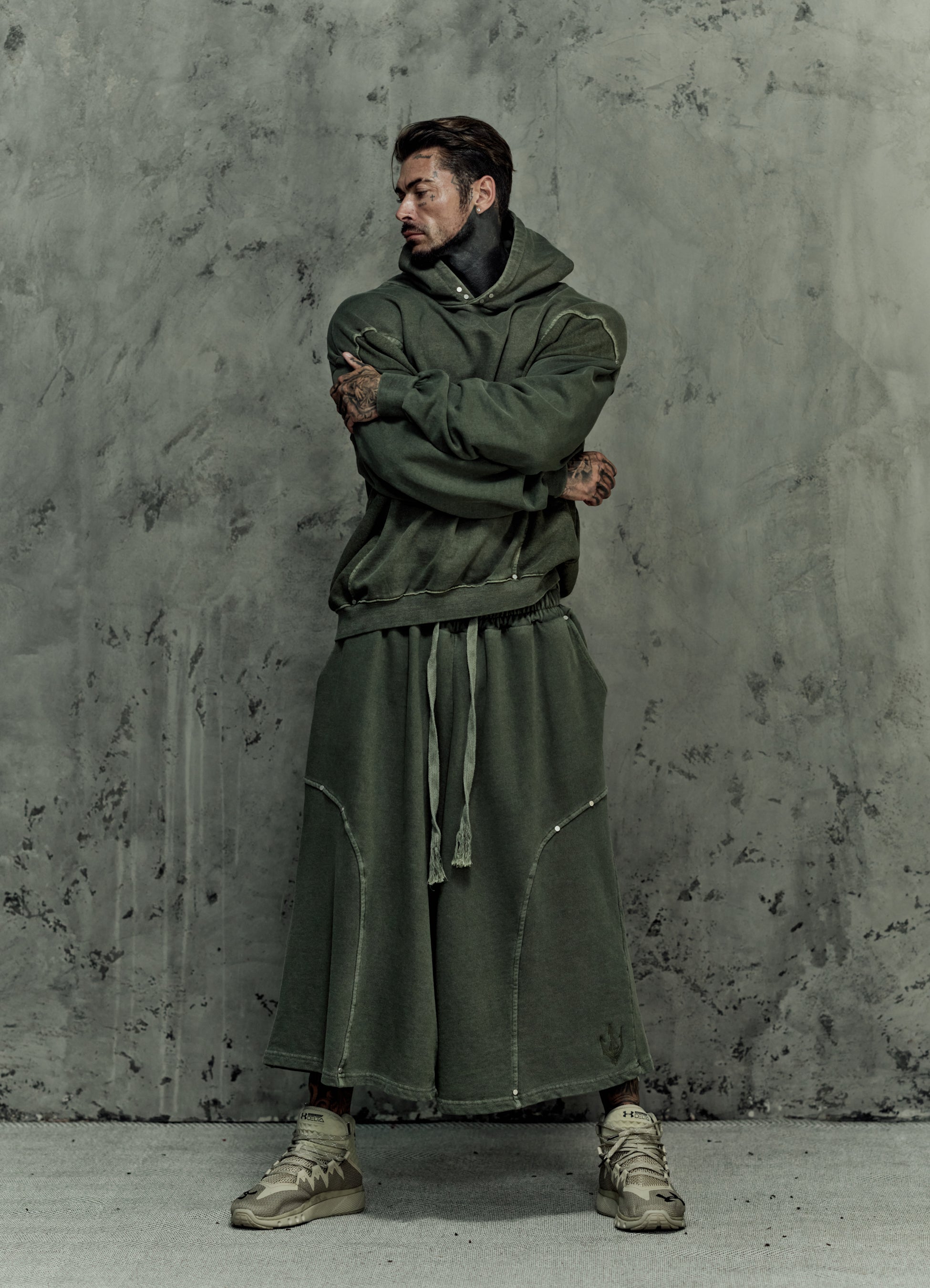 FRAGMENT EYELET HOODIE - MATCHA
