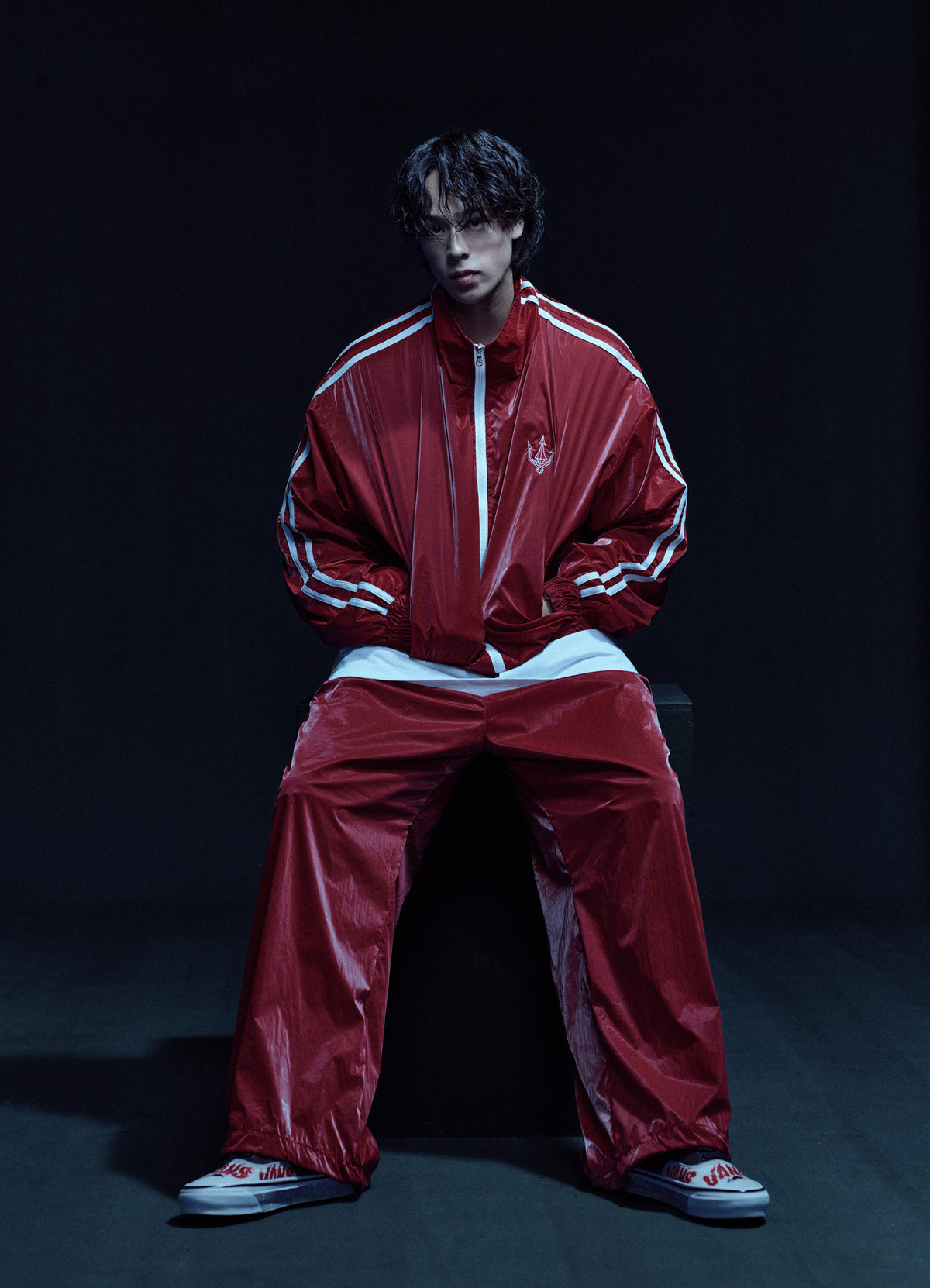 Unisex Red Glaze Satin Shell Windbreaker Jacket - Streetwear