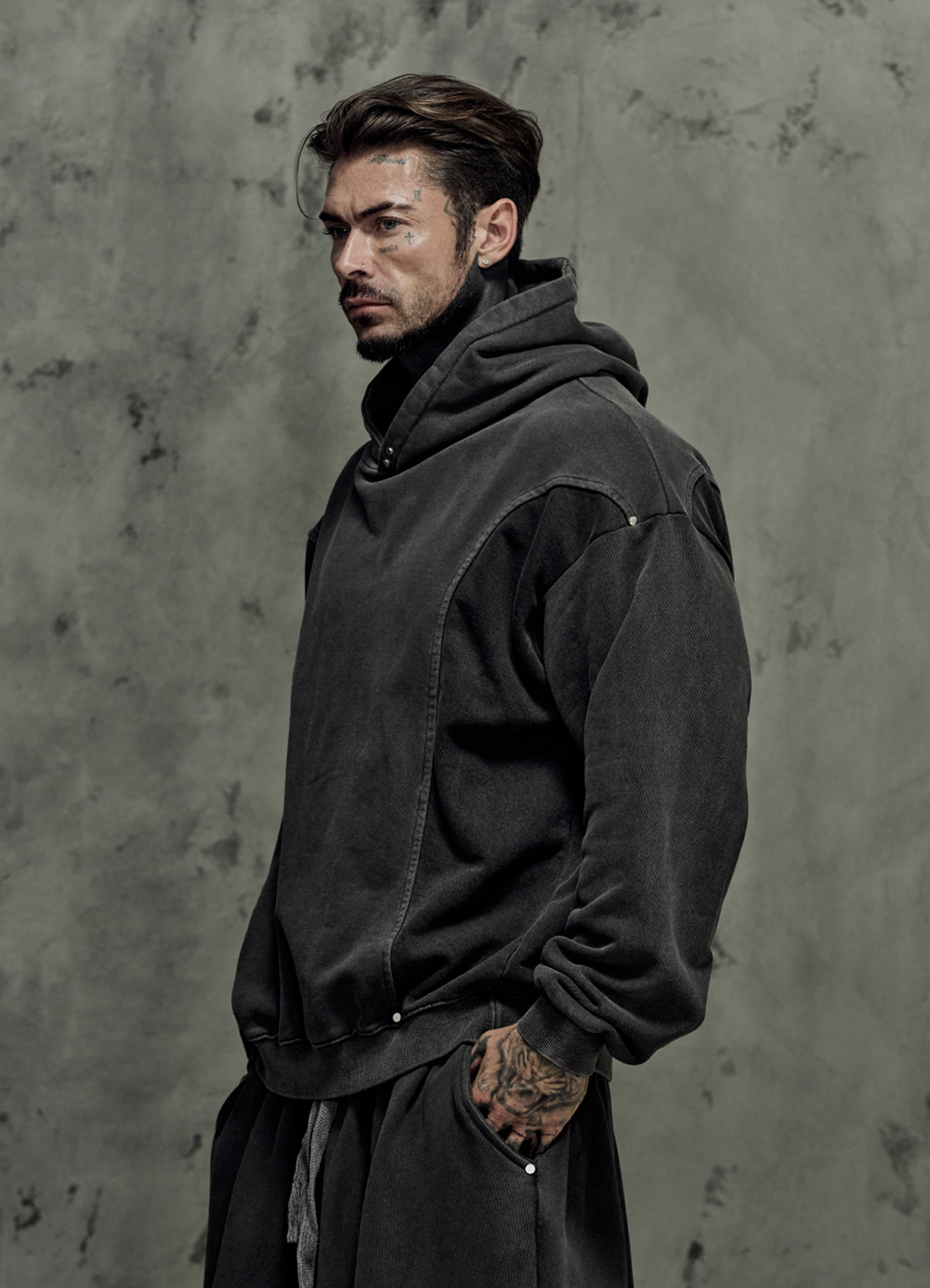 FRAGMENT EYELET HOODIE - ASH GRAY