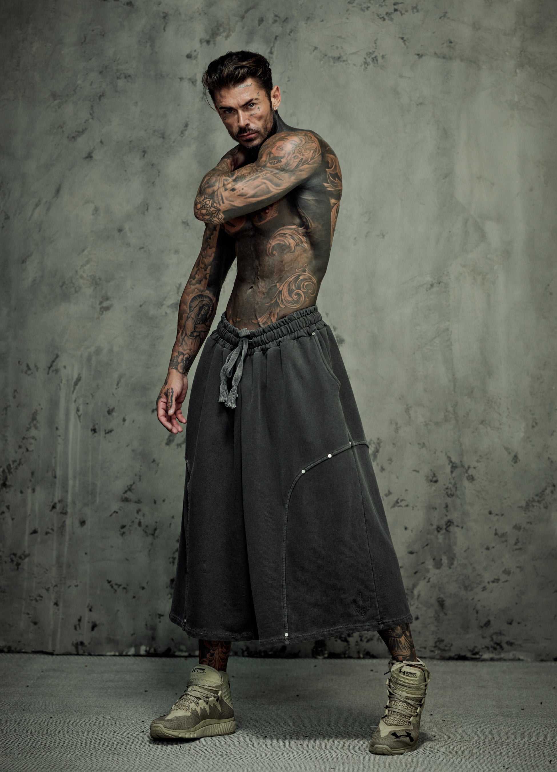FRAGMENT EYELET SHORTS - ASH GRAY