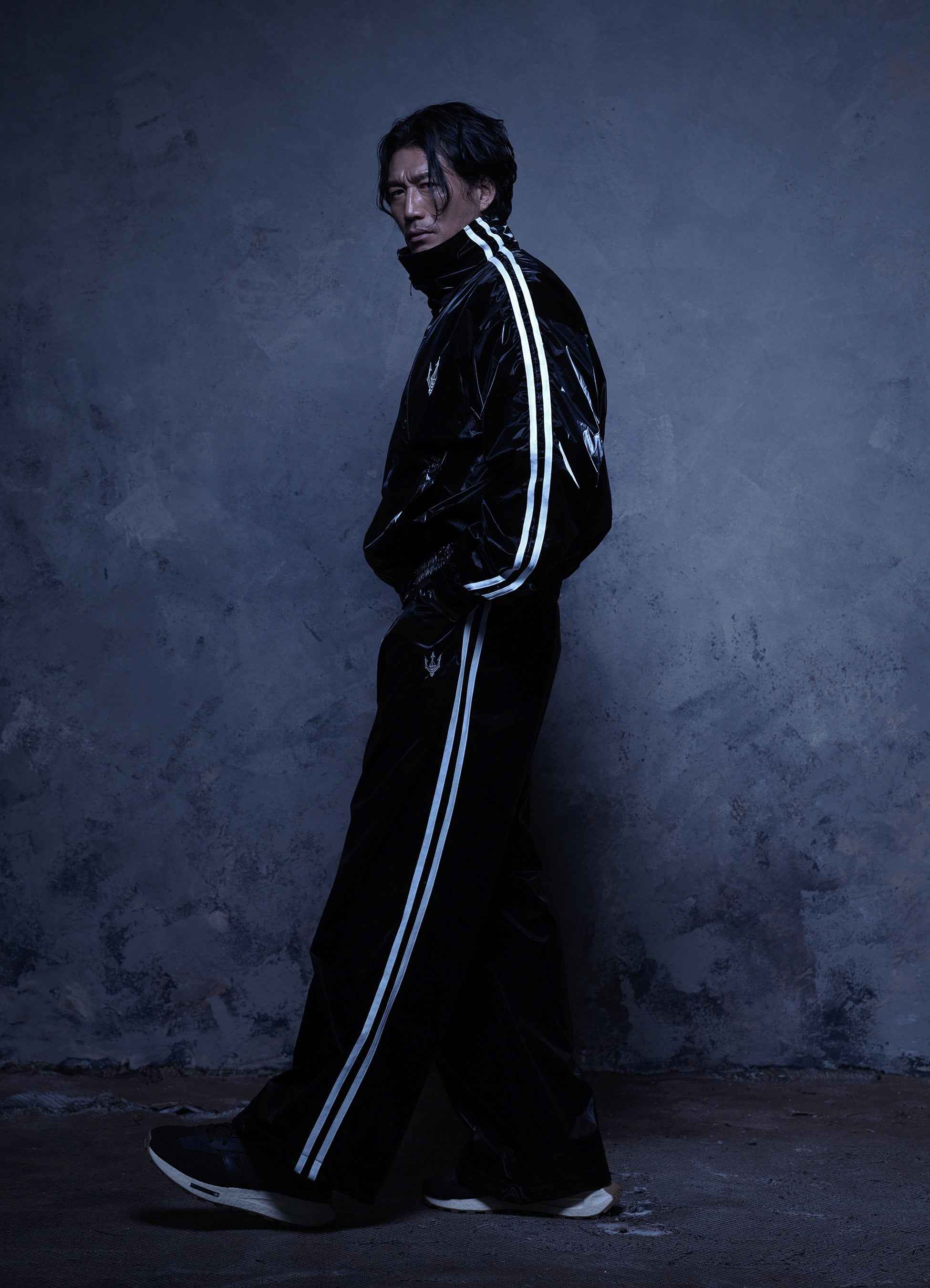 Unisex Jet Black Glaze Satin Shell Windbreaker Jacket - Streetwear