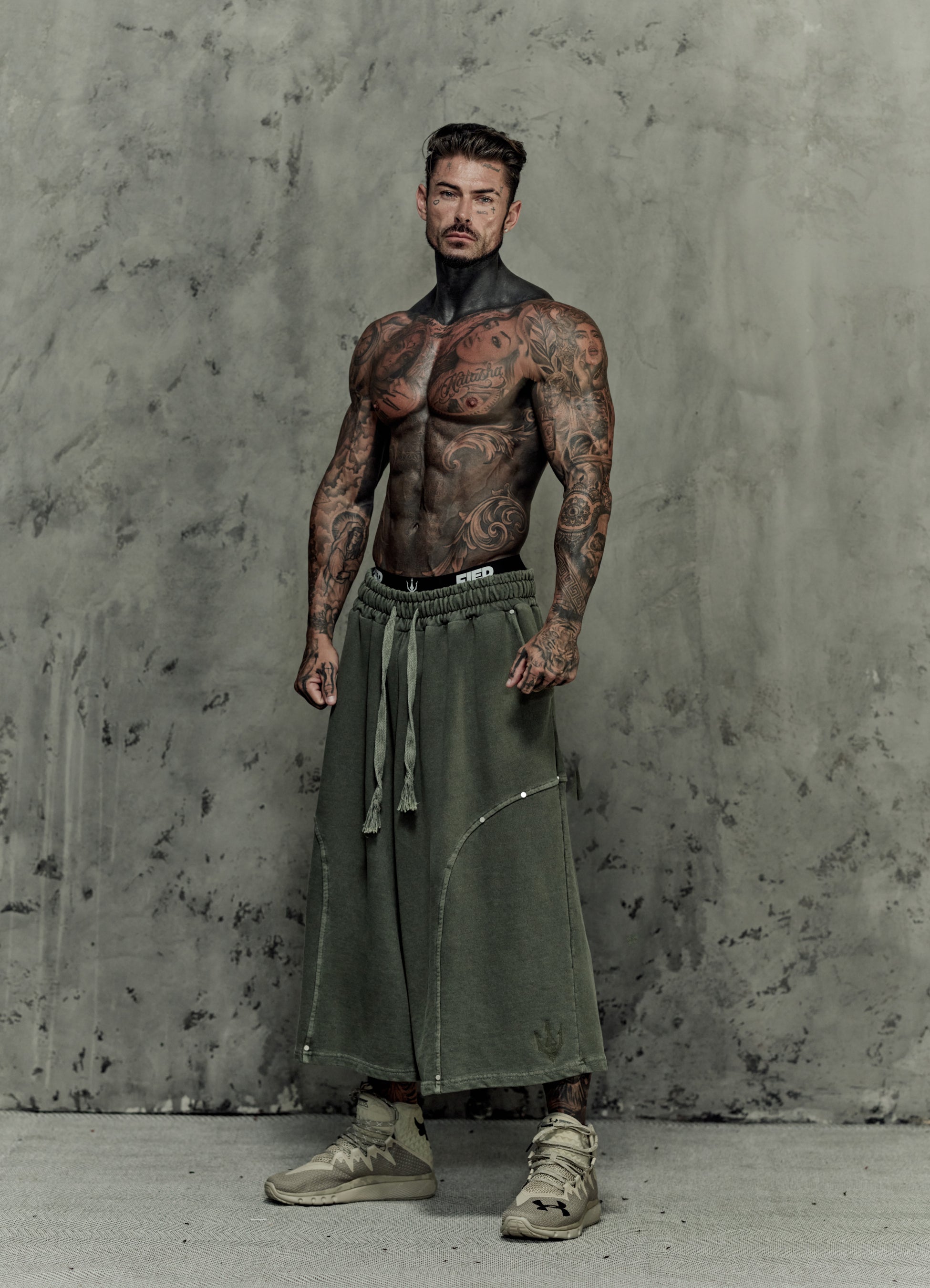 FRAGMENT EYELET SHORTS - MATCHA