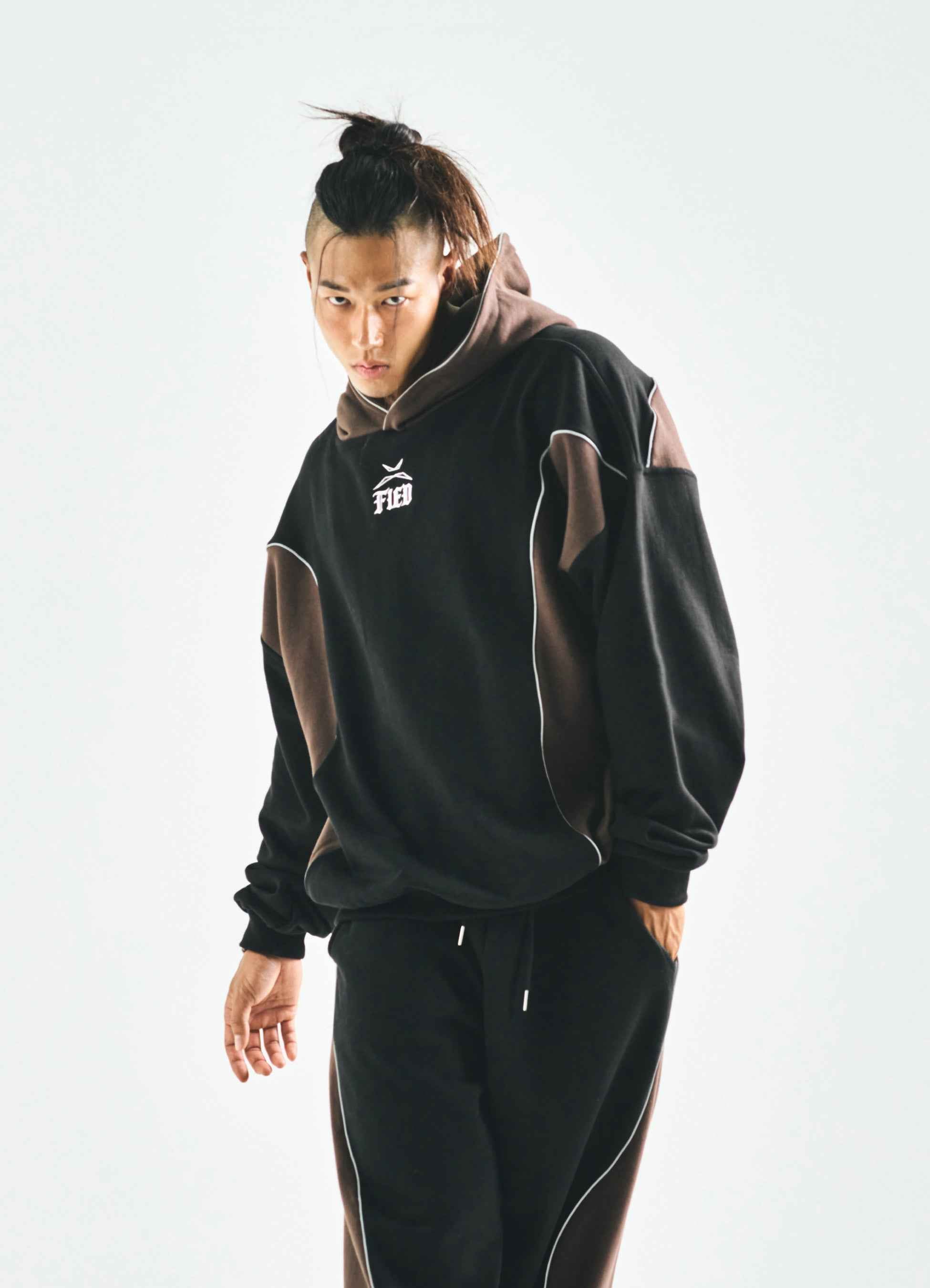 Black brown two-tone comfy hoodie