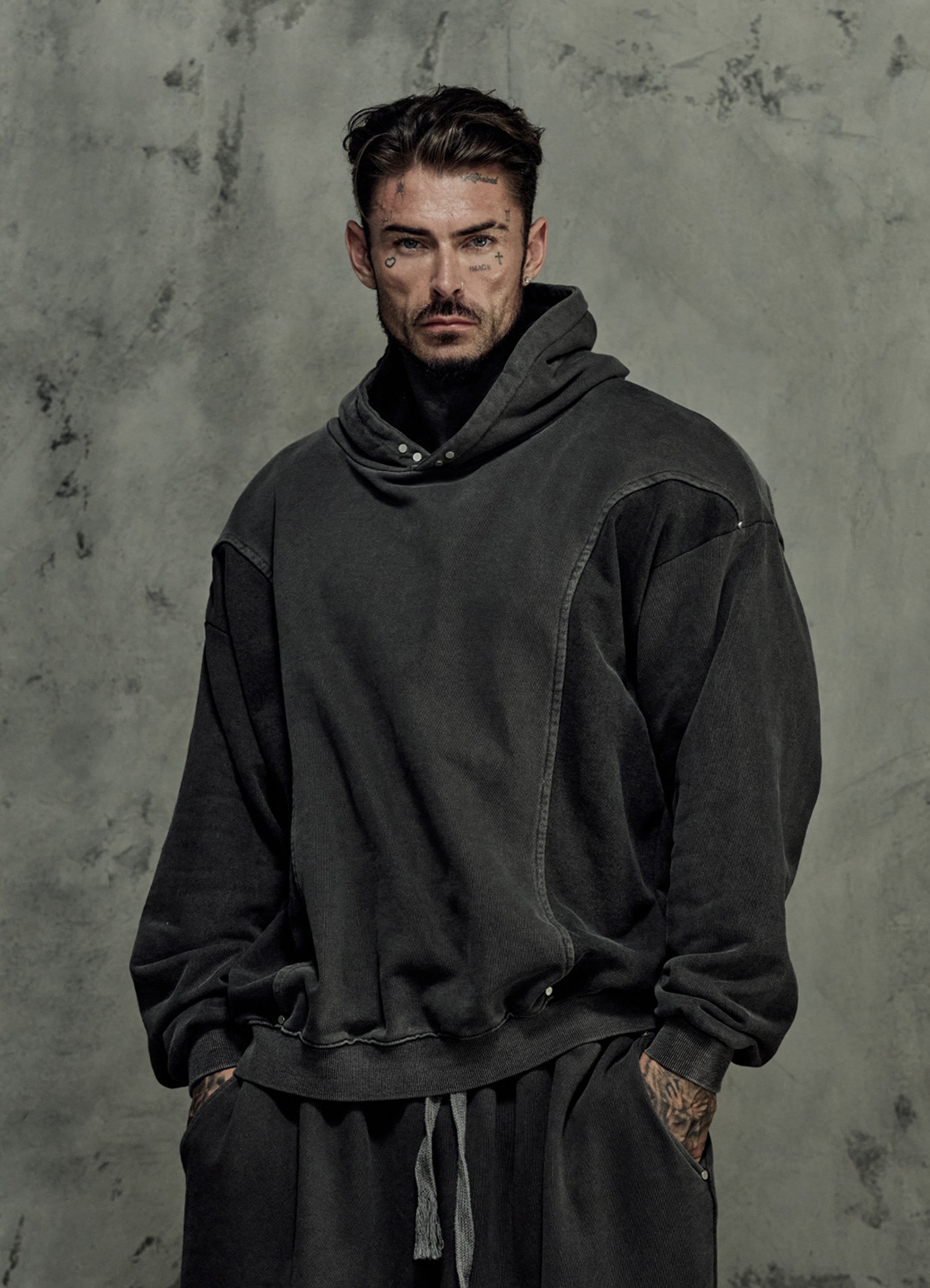 FRAGMENT EYELET HOODIE - ASH GRAY