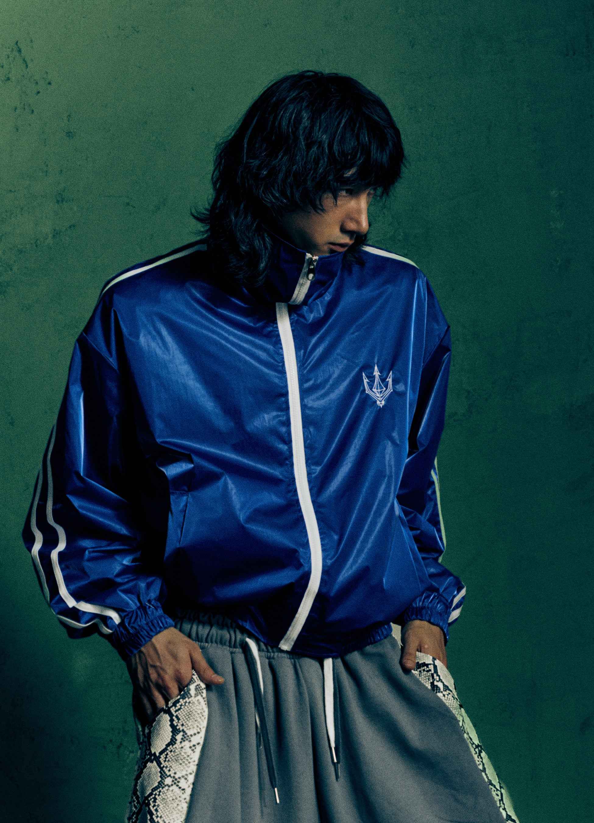 Ultra Marine Glaze Satin Shell Windbreaker Jacket