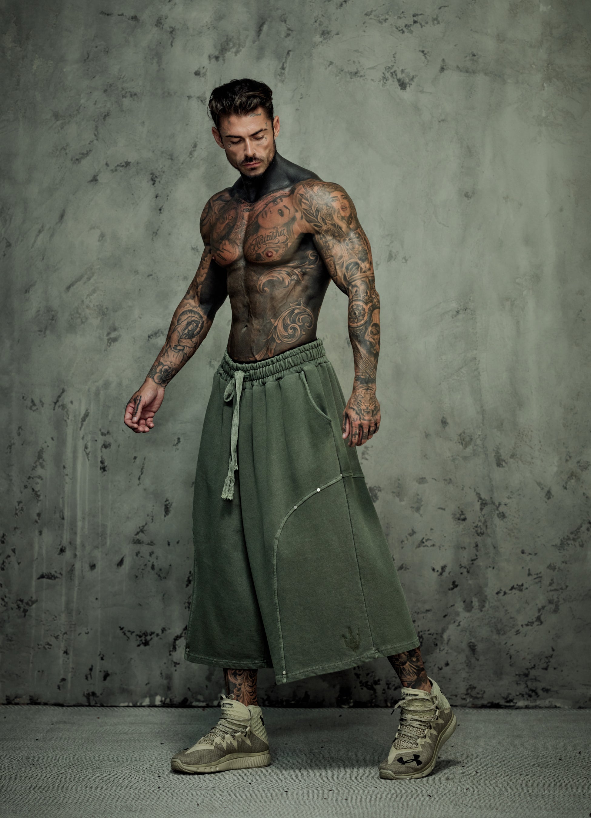 FRAGMENT EYELET SHORTS - MATCHA