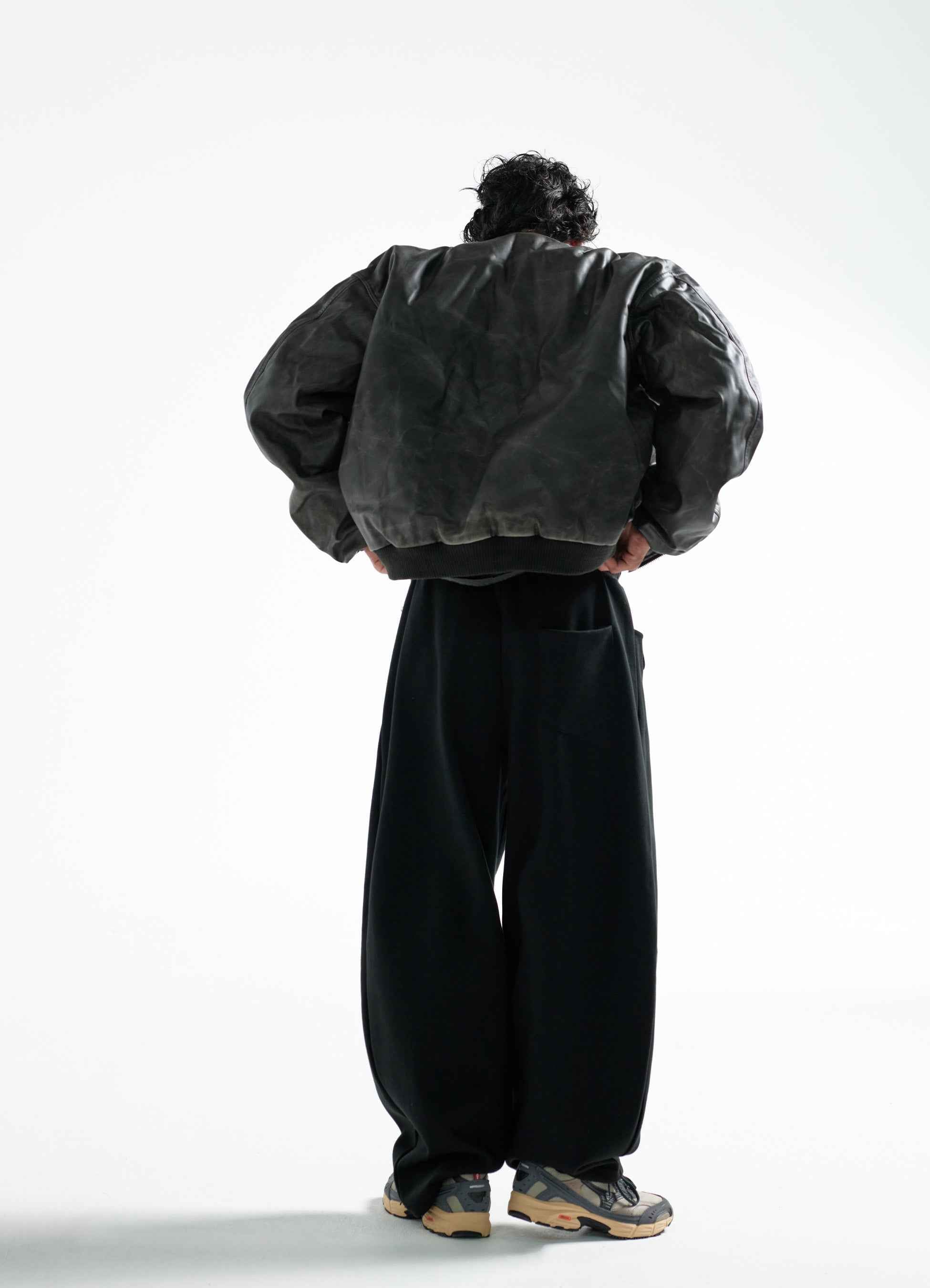 Brown washed leather aviation padding