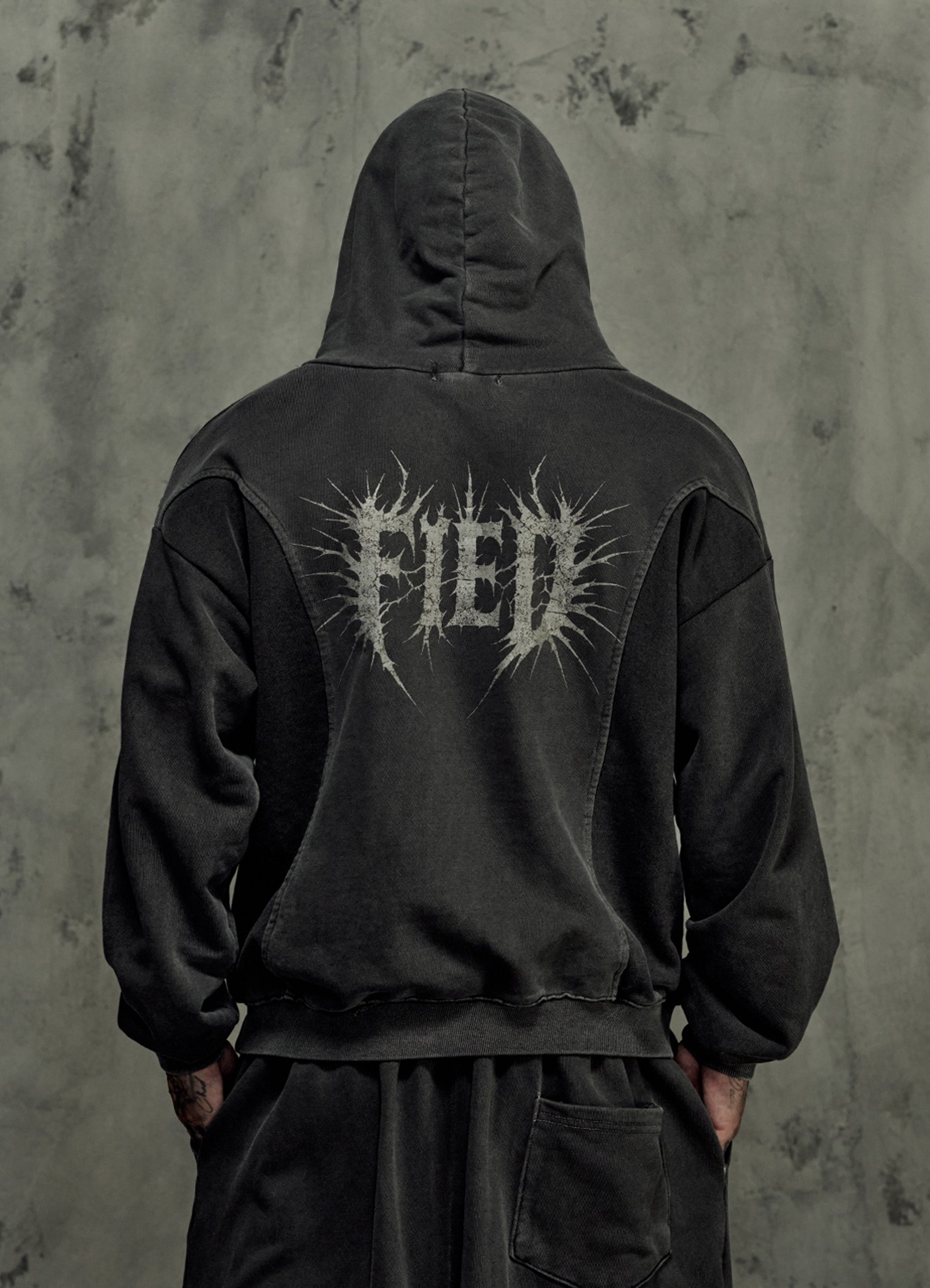 FRAGMENT EYELET HOODIE - ASH GRAY