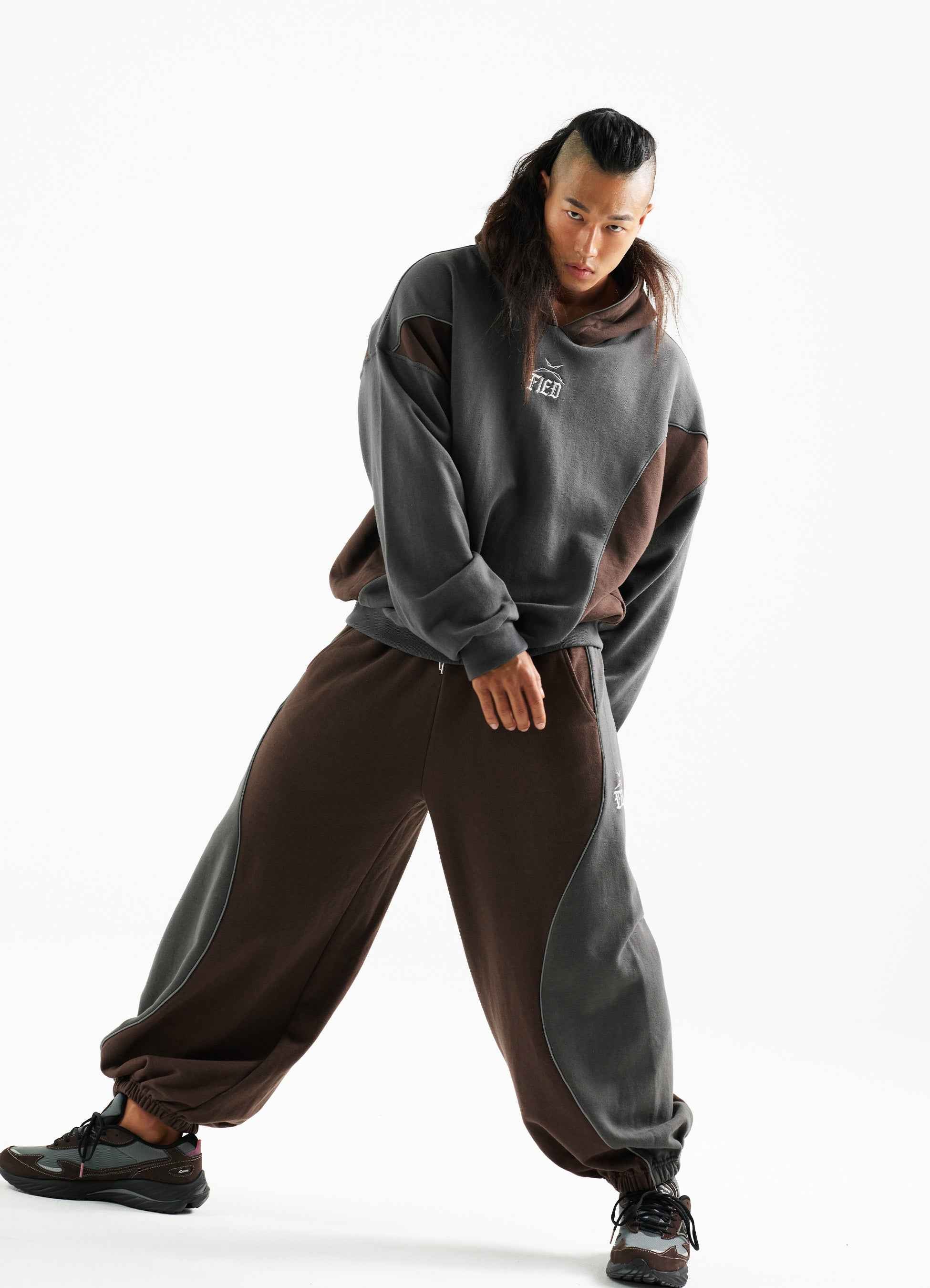 Gray-brown two-tone comfy sweatpants