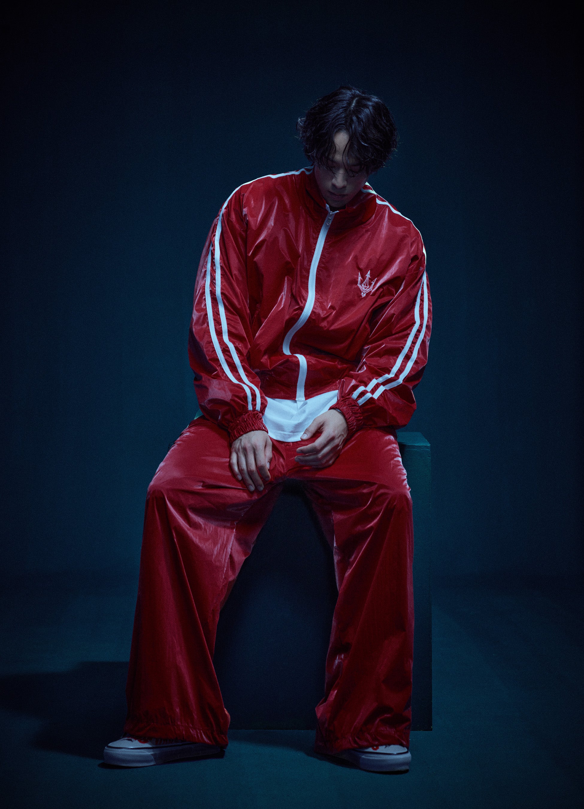Unisex Red Glaze Satin Shell Windbreaker Jacket - Streetwear