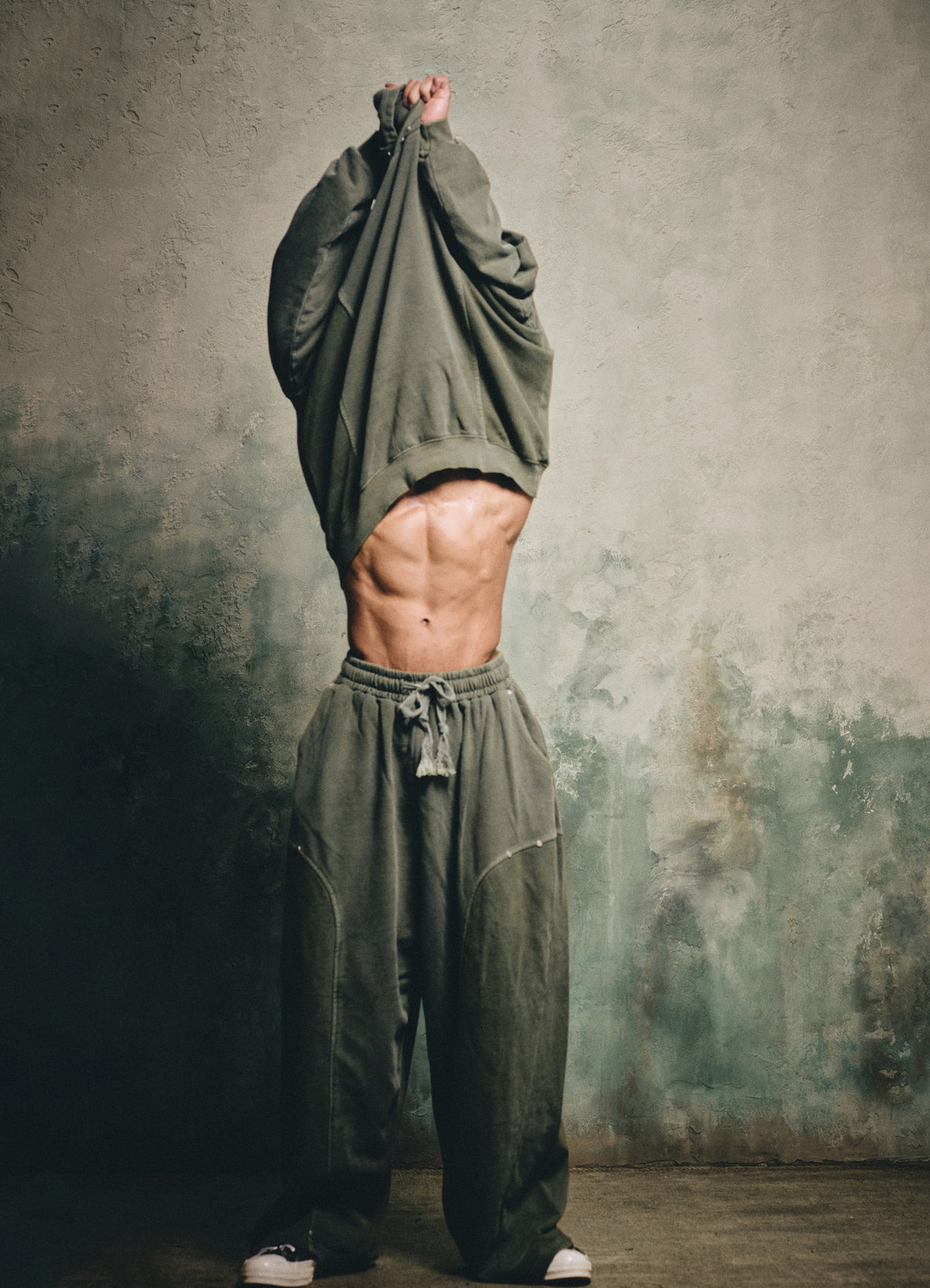 FRAGMENT EYELET PANTS - MATCHA