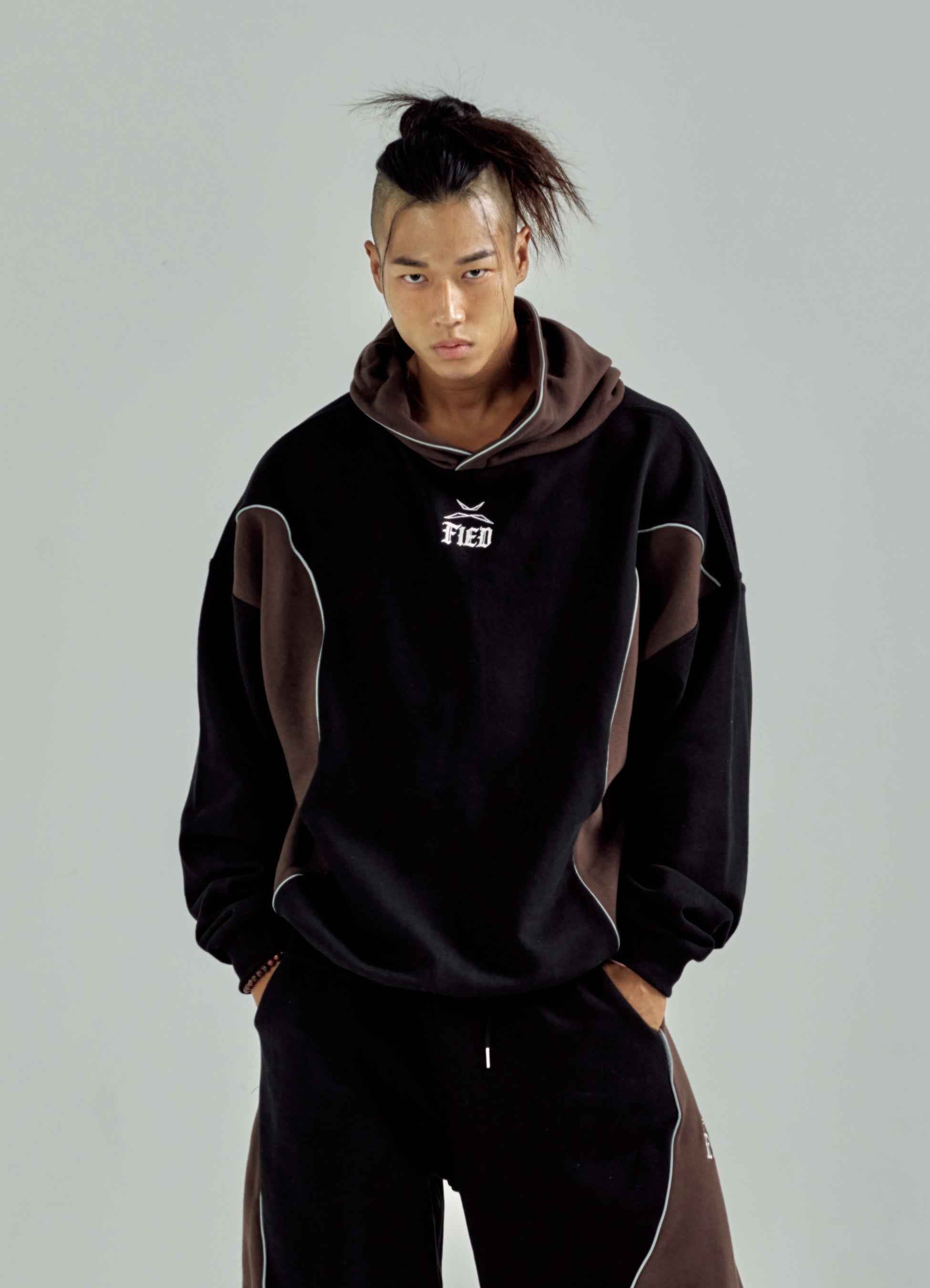 Black brown two-tone comfy hoodie