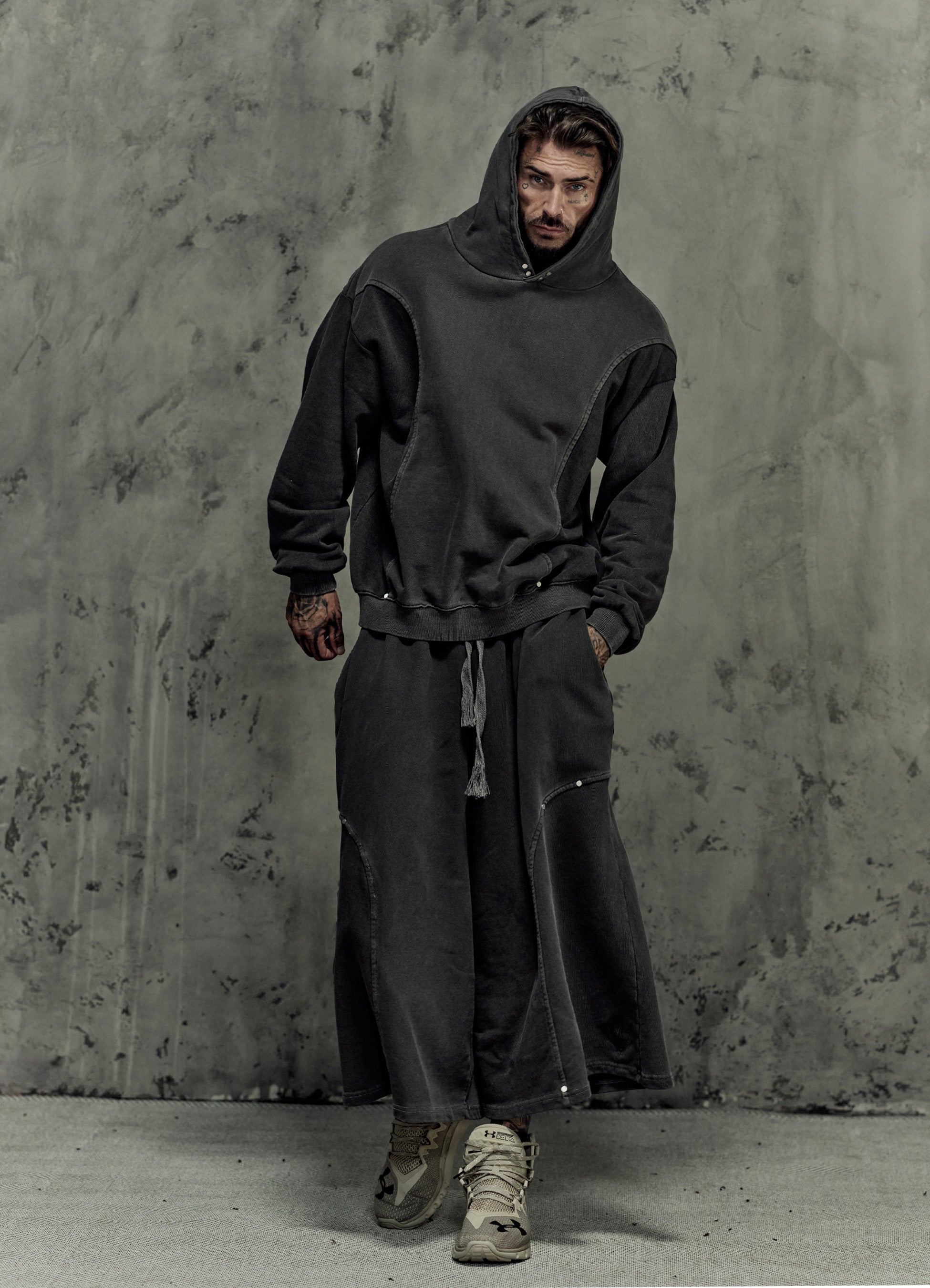 FRAGMENT EYELET HOODIE - ASH GRAY
