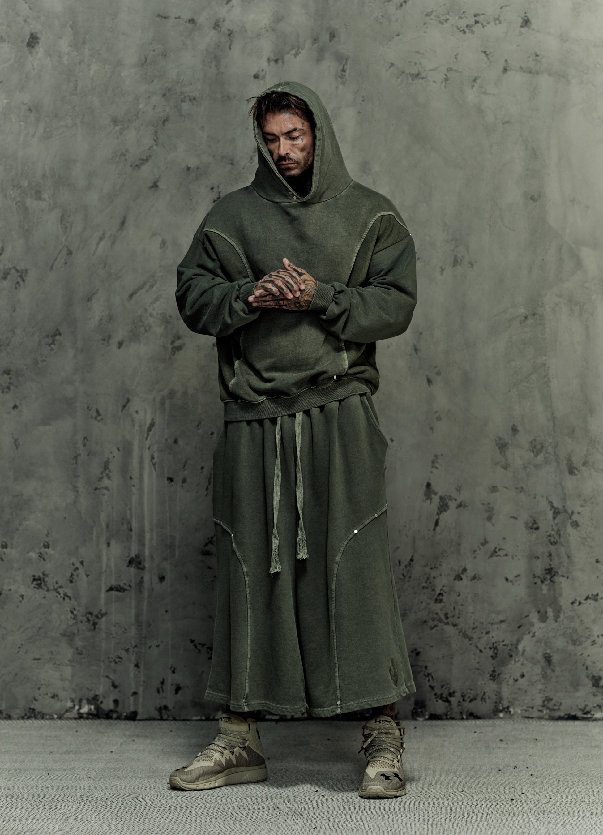 FRAGMENT EYELET HOODIE - MATCHA