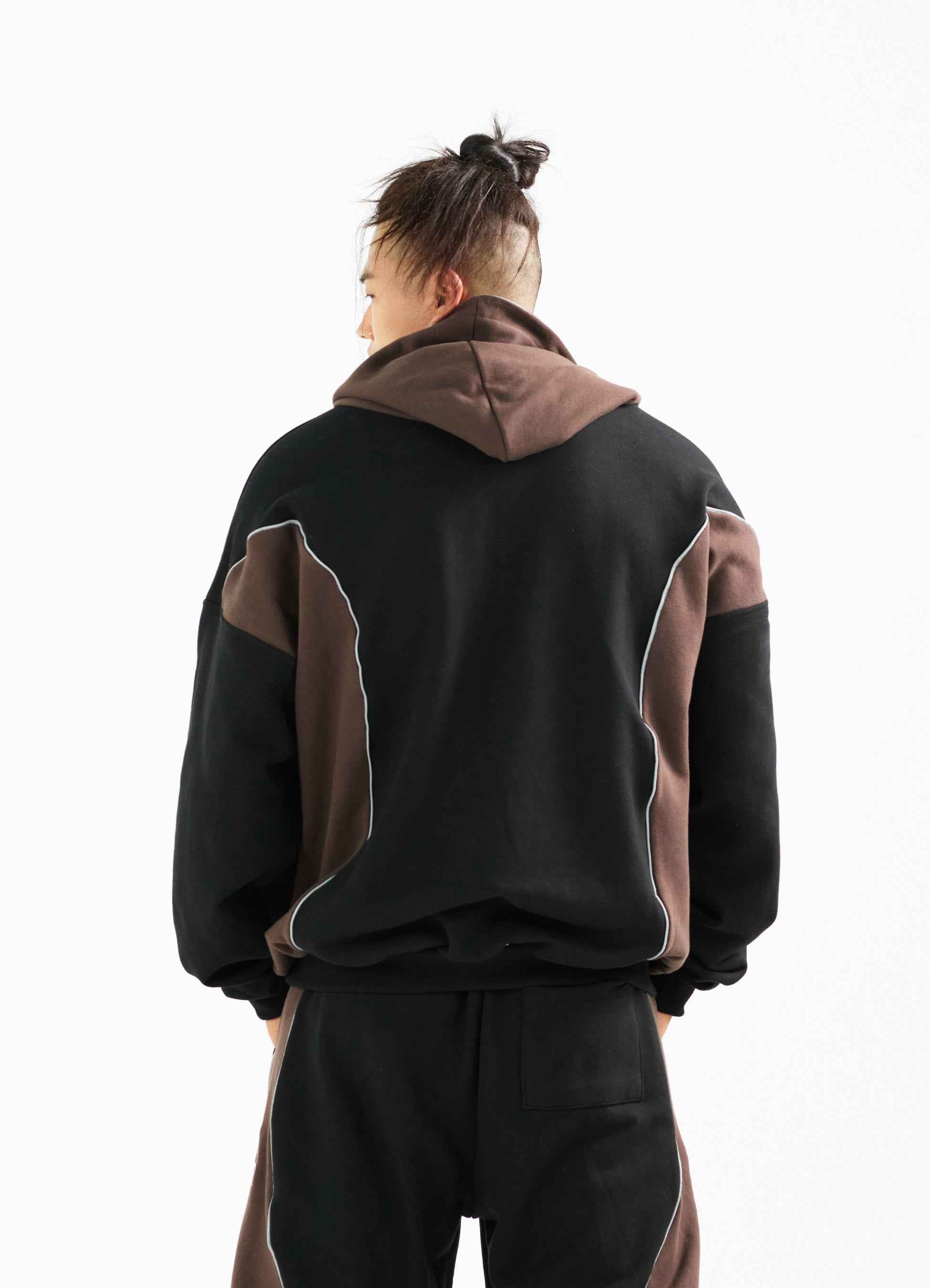 Black brown two-tone comfy hoodie