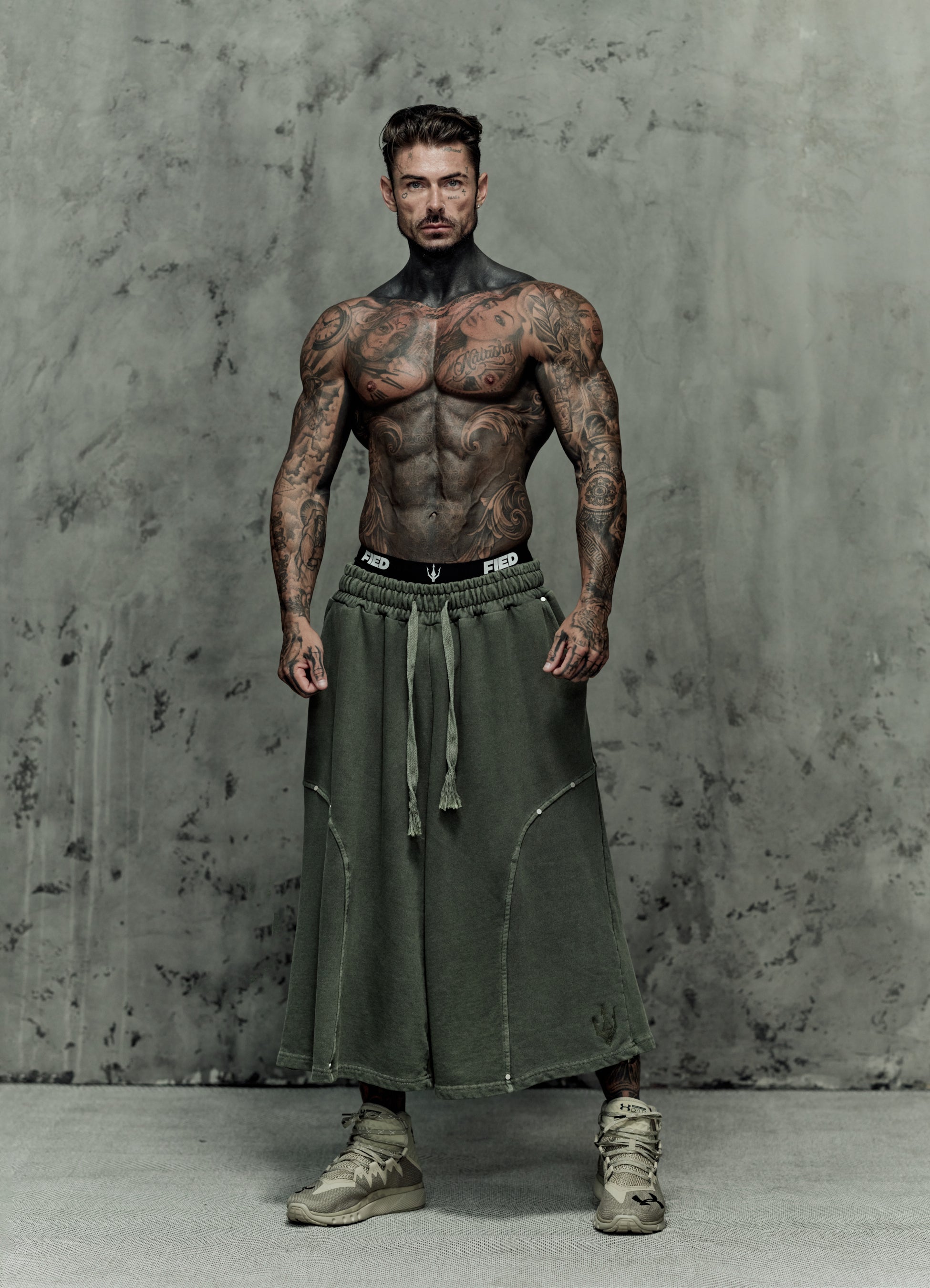 FRAGMENT EYELET SHORTS - MATCHA