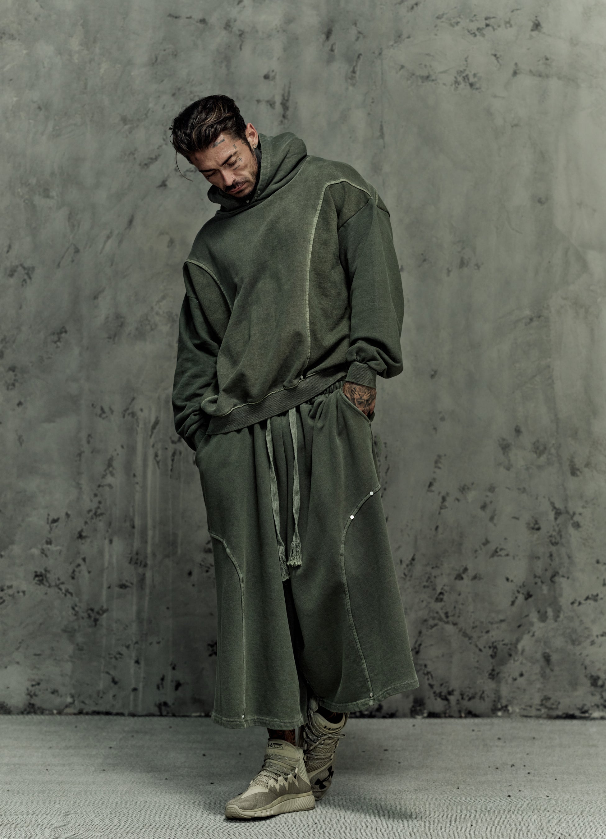 FRAGMENT EYELET HOODIE - MATCHA